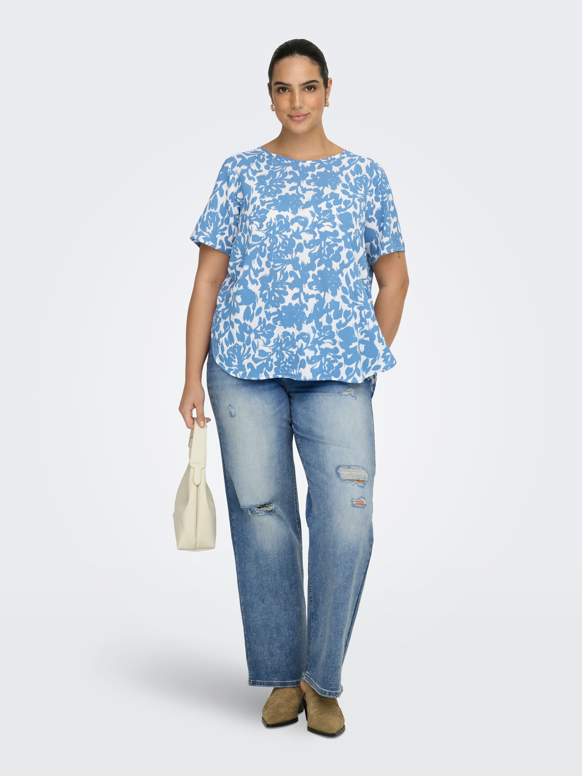 ONLY CARMAKOMA Shirtbluse »CARVICA SS TOP WVN NOOS« Materialmix, regular fit