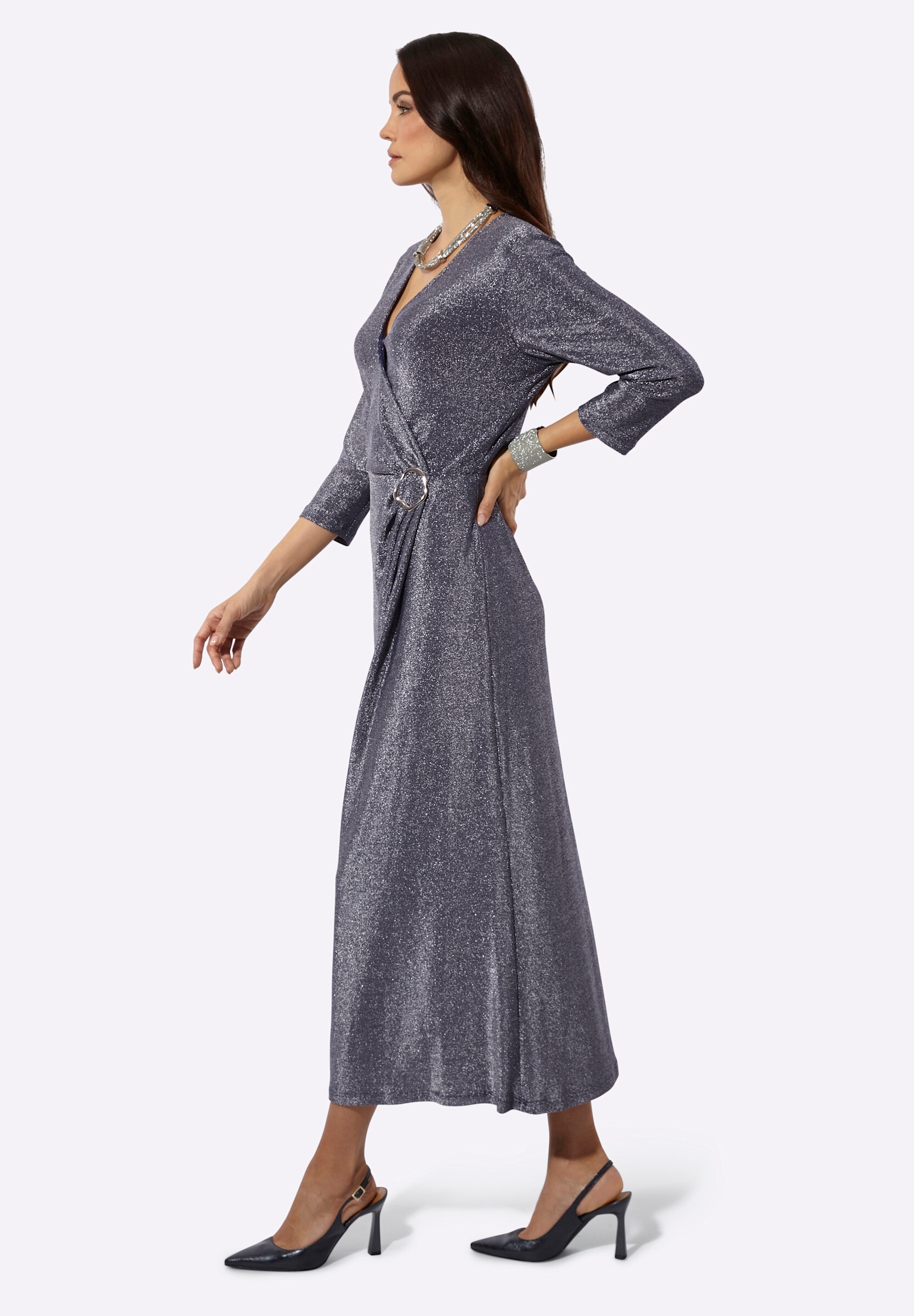 creation L Jerseykleid »Jersey-Kleid A-Linien-Kleid mit Deko-Spange« Ohne Taschen