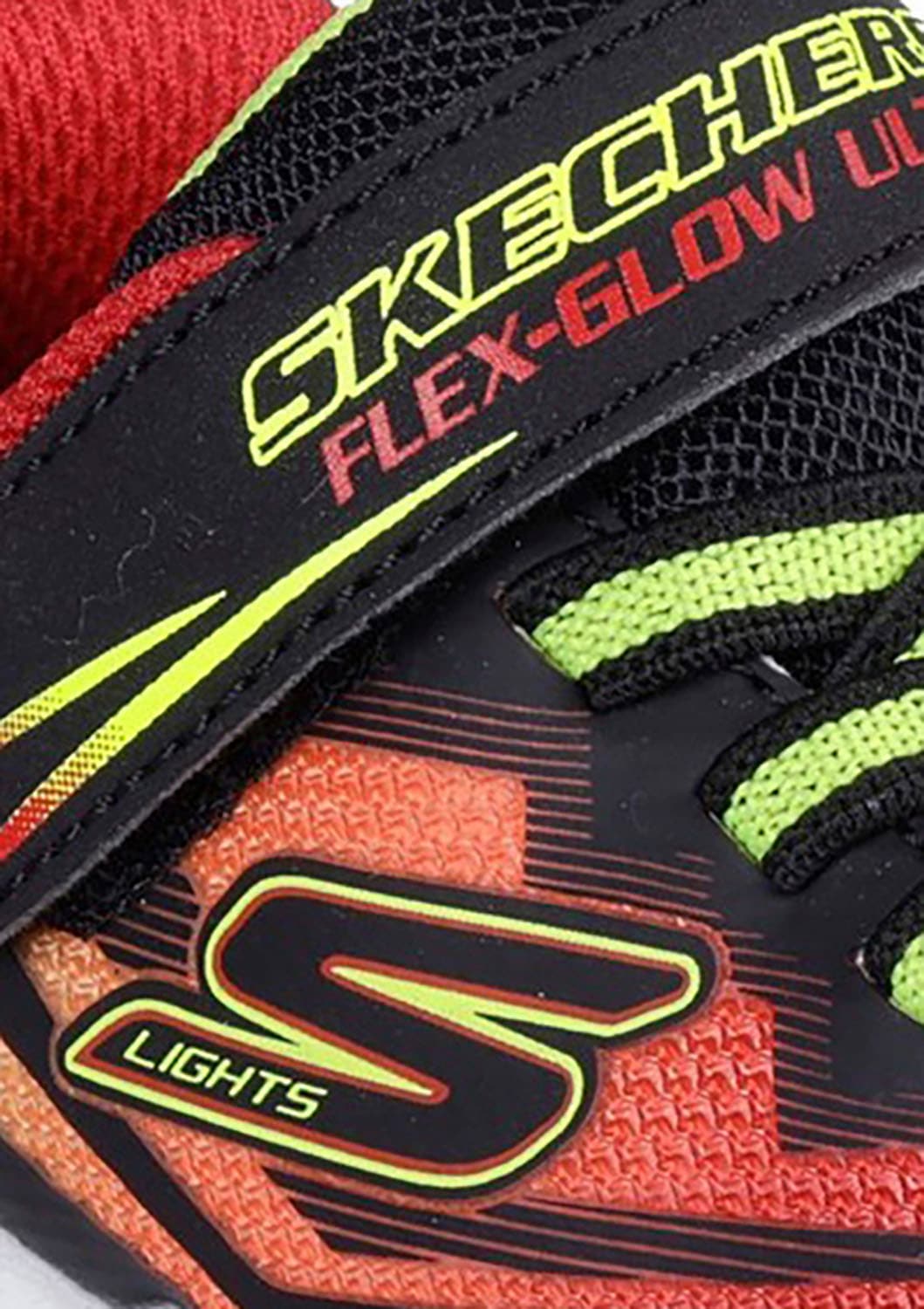Skechers Lauflernschuh »FLEX-GLOW ULTRA LIGHTS«, Blink,-Klettschuh zum Schlüpfen, Neon, Größenschablone zum Download