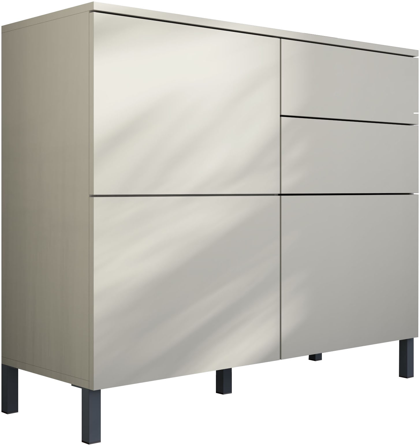 borchardt Möbel Kommode »Haama, modern, grifflos, Metallfüße, praktisch,  3 Türen« Push-To-Open, verstellbare Einlegeböden, viel Stauraum, Breite 93cm