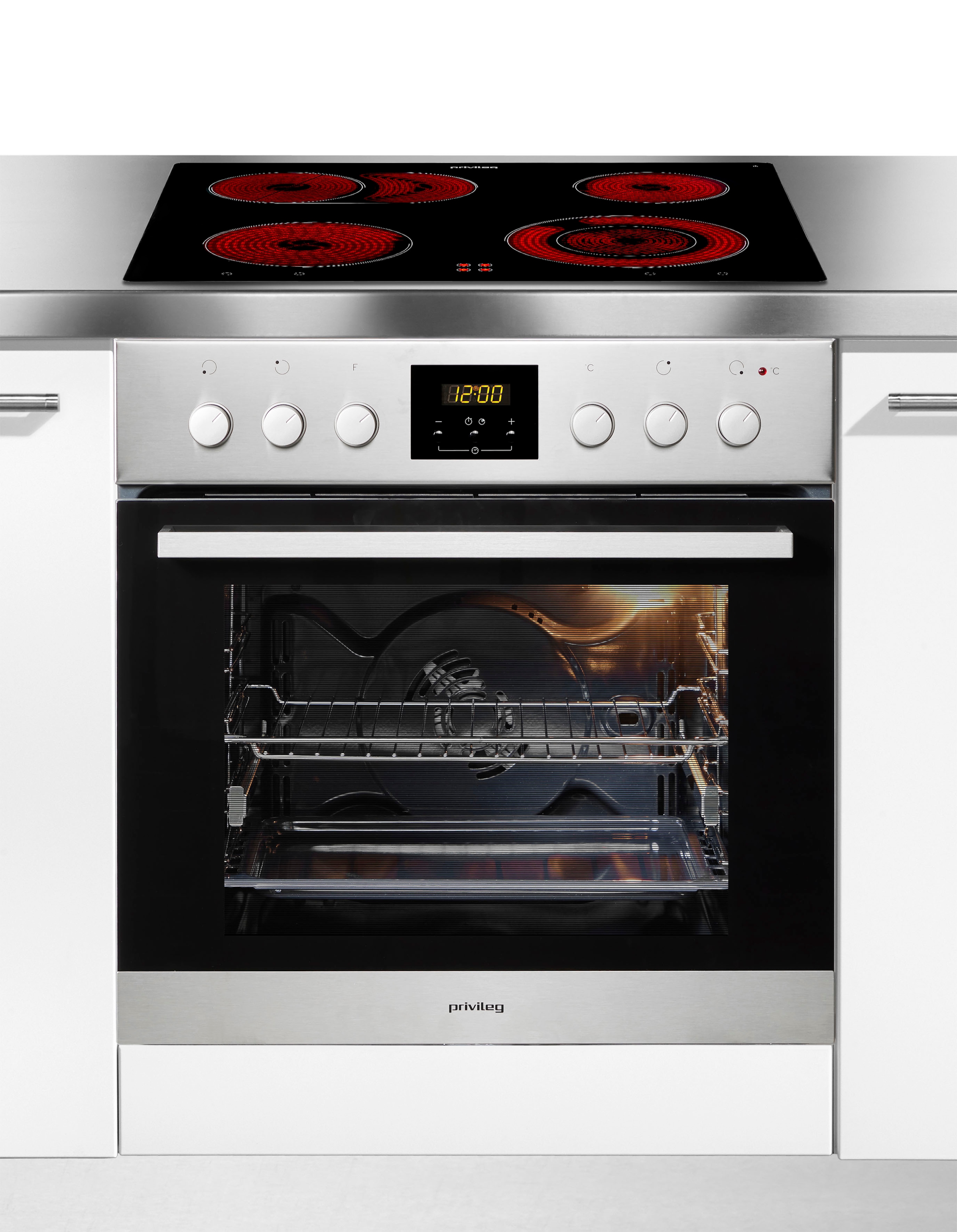 Privileg Elektro-Herd-Set »PHVR6 OH5V1 IN« mit 1-fach-Teleskopauszug Hydrolyse Set in silberfarben