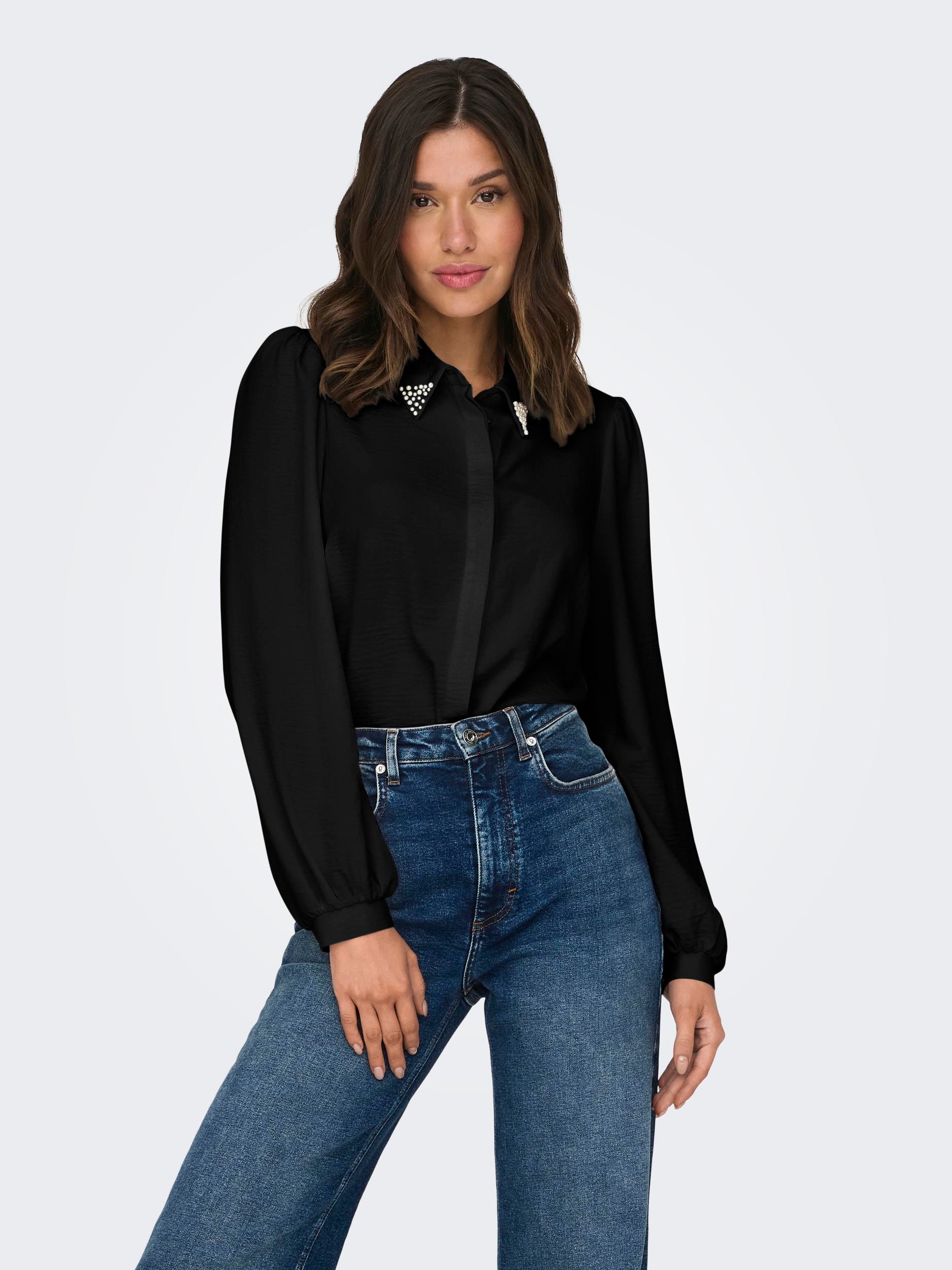 ONLY Hemdbluse »ONLMETTE PEARL LS SHIRT WVN« Kunstfaser, regular fit