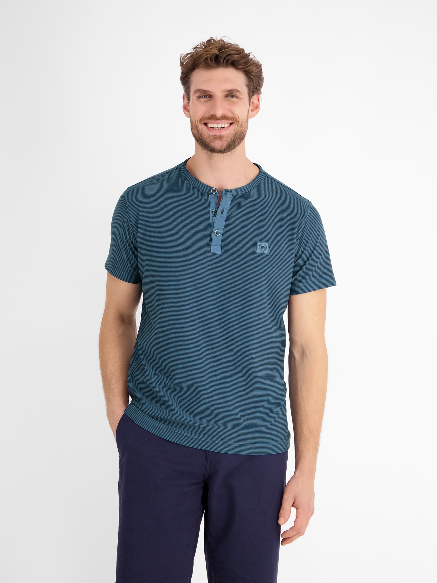 LERROS Henleyshirt »LERROS Herren Serafino-Shirt, gestreift«