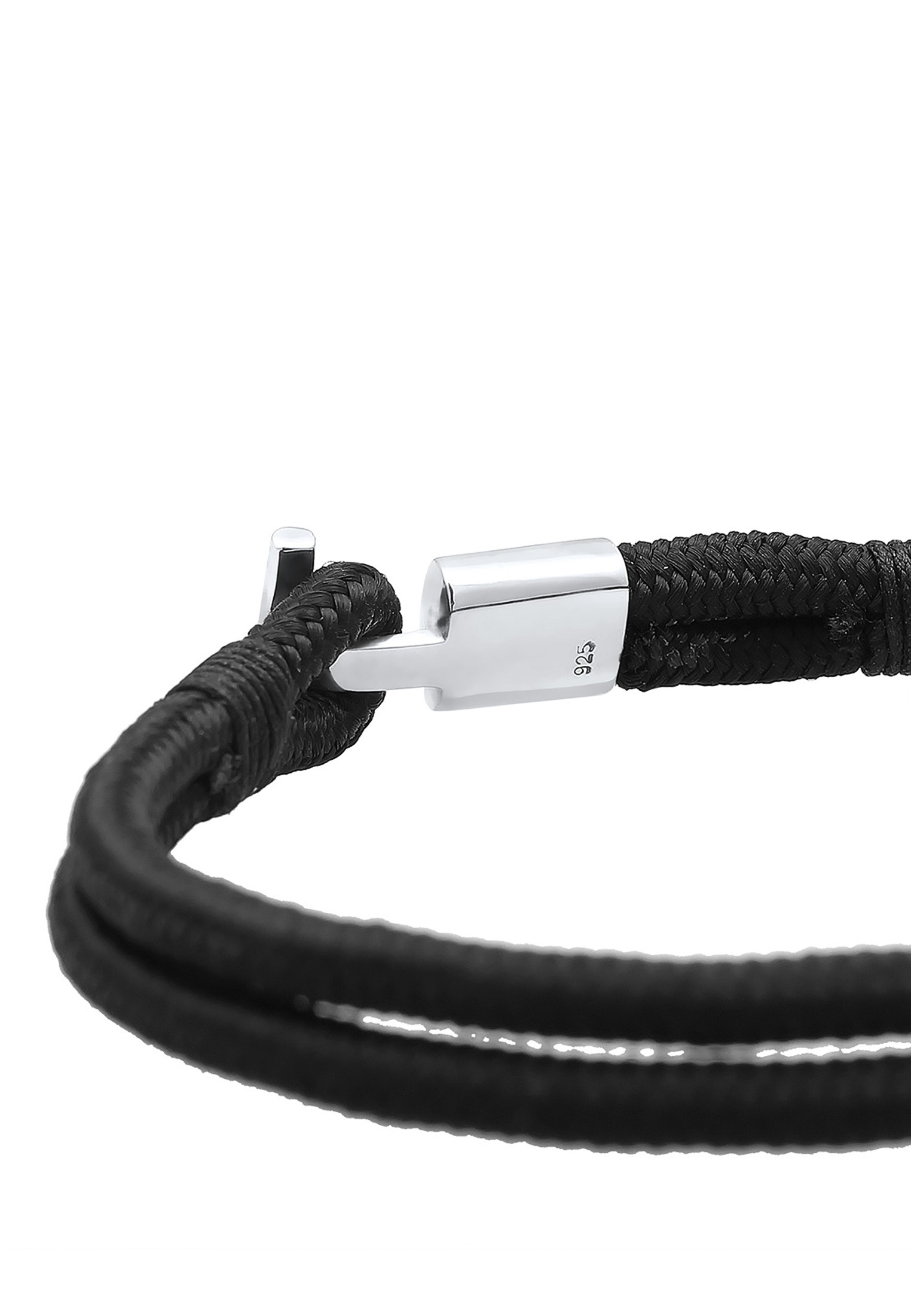 Kuzzoi Armkette »Armband Textilband Knoten Haken Basic Cool 925er Silber«