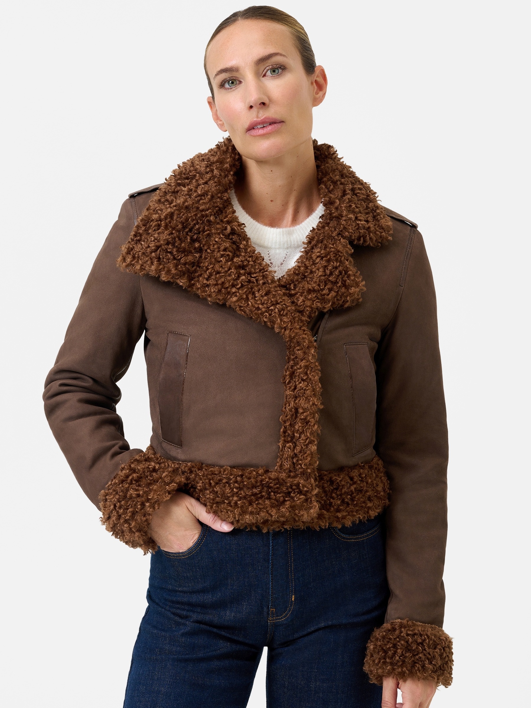 RICANO Bikerjacke »Lederjacke Natalia« ohne Kapuze Handgefertigt aus echtem Leder
