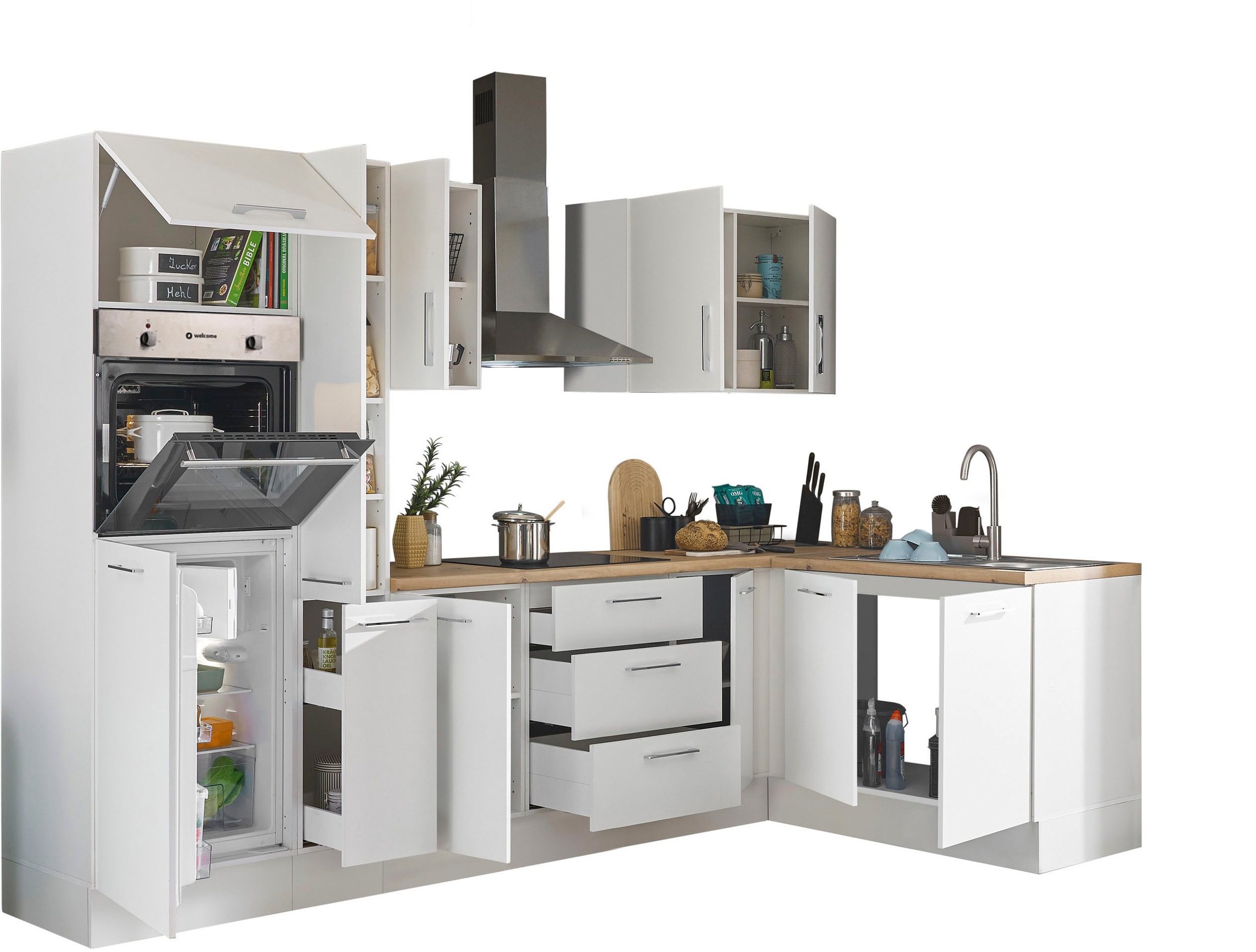 BASIC by Balculina Winkelküche »Turin« Stellbreite 300x175 cm, wahlweise mit E-Geräten