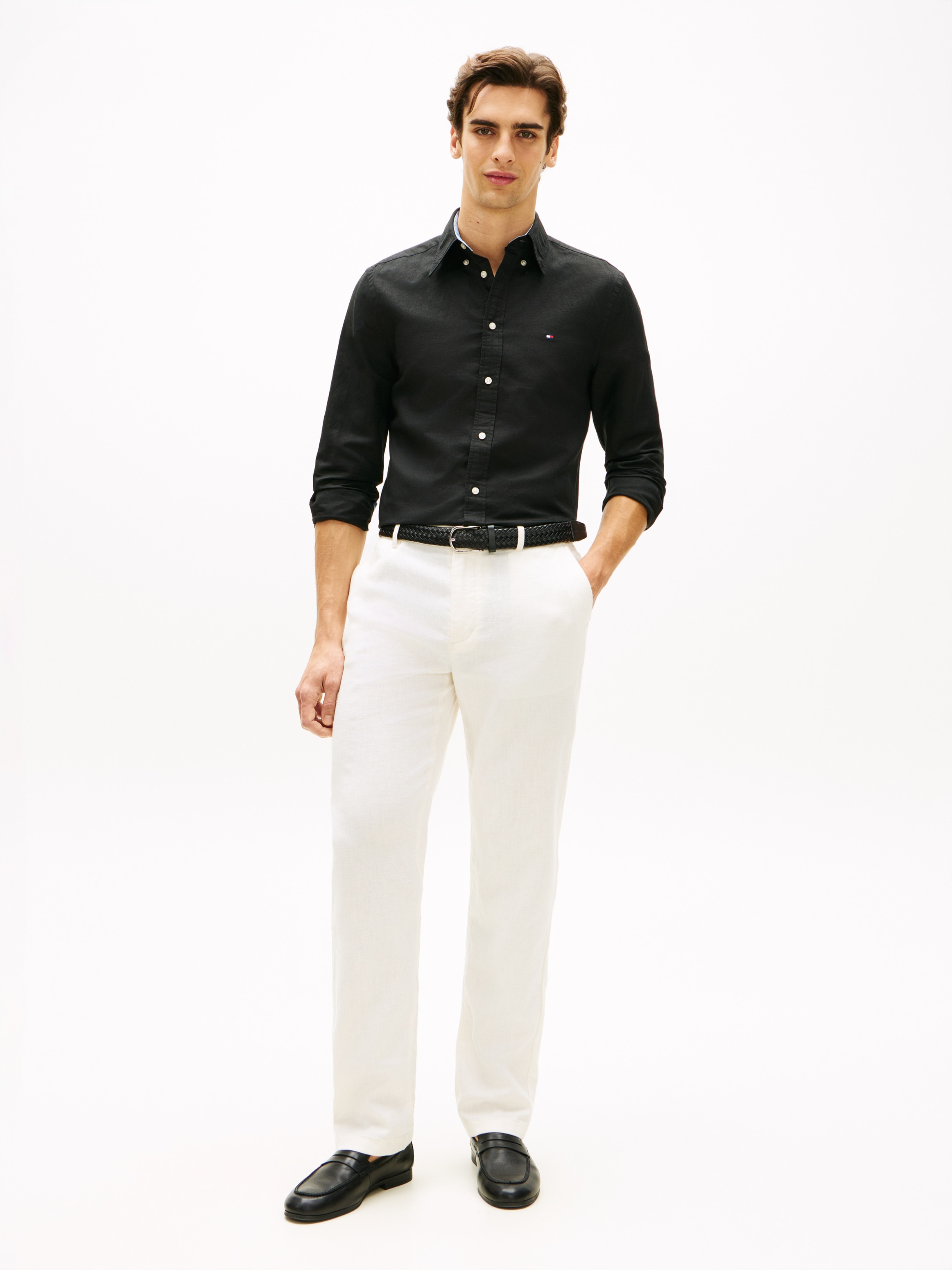 Tommy Hilfiger Langarmhemd »LINEN BLEND SOLID BTD« regular fit, Button-down-Kragen