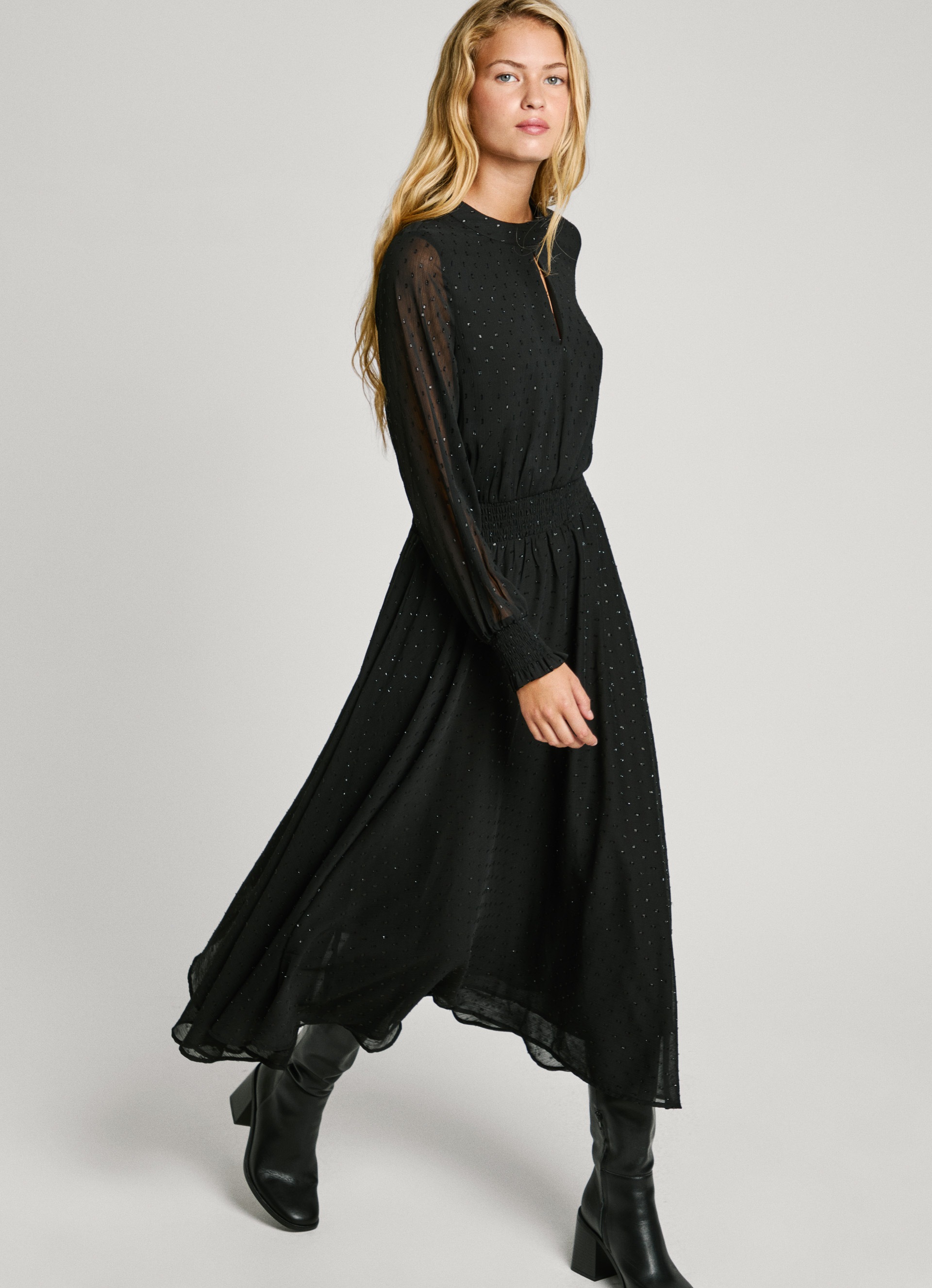 Pepe Jeans Midikleid »ANUSHKA«, Ausschnitt mit Schlitzdetail
