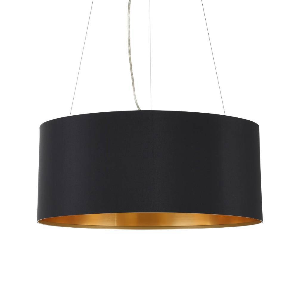 EGLO Hängeleuchte »MASERLO Hängelampe, schwarz, gold, silber, Stoff, elegant, modern«, 3 flammig, Leuchtmittel E27 | Leuchtmittel wechselbar-ohne Leuchtmittel, Pendelleuchte, Pendellampe, Wohnzimmer, Esszimmer, gemütlich, 110x53cm