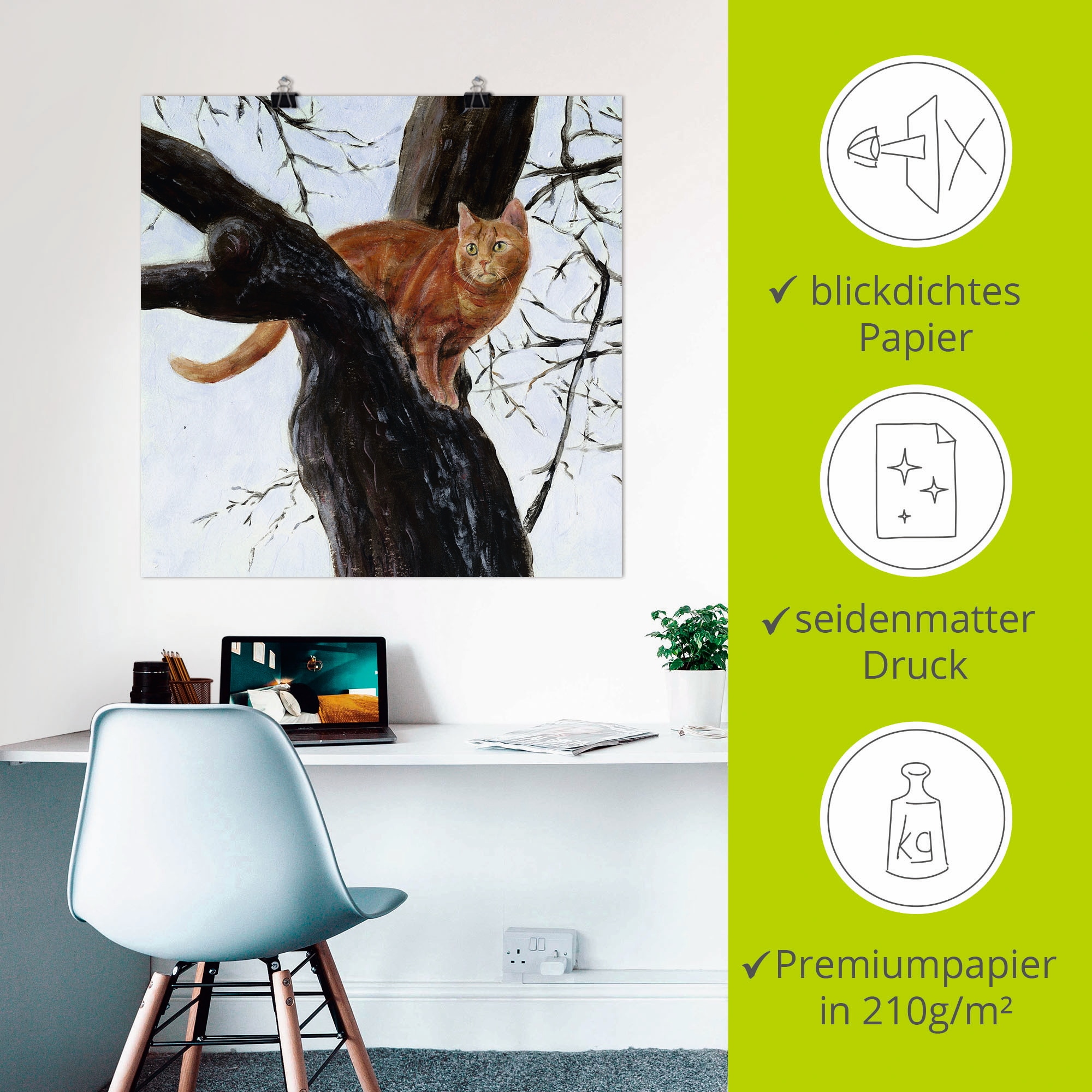 Artland Wandbild »Katze im Baum«, Haustiere, (1 St.), als Leinwandbild, Poster in verschied. Größen