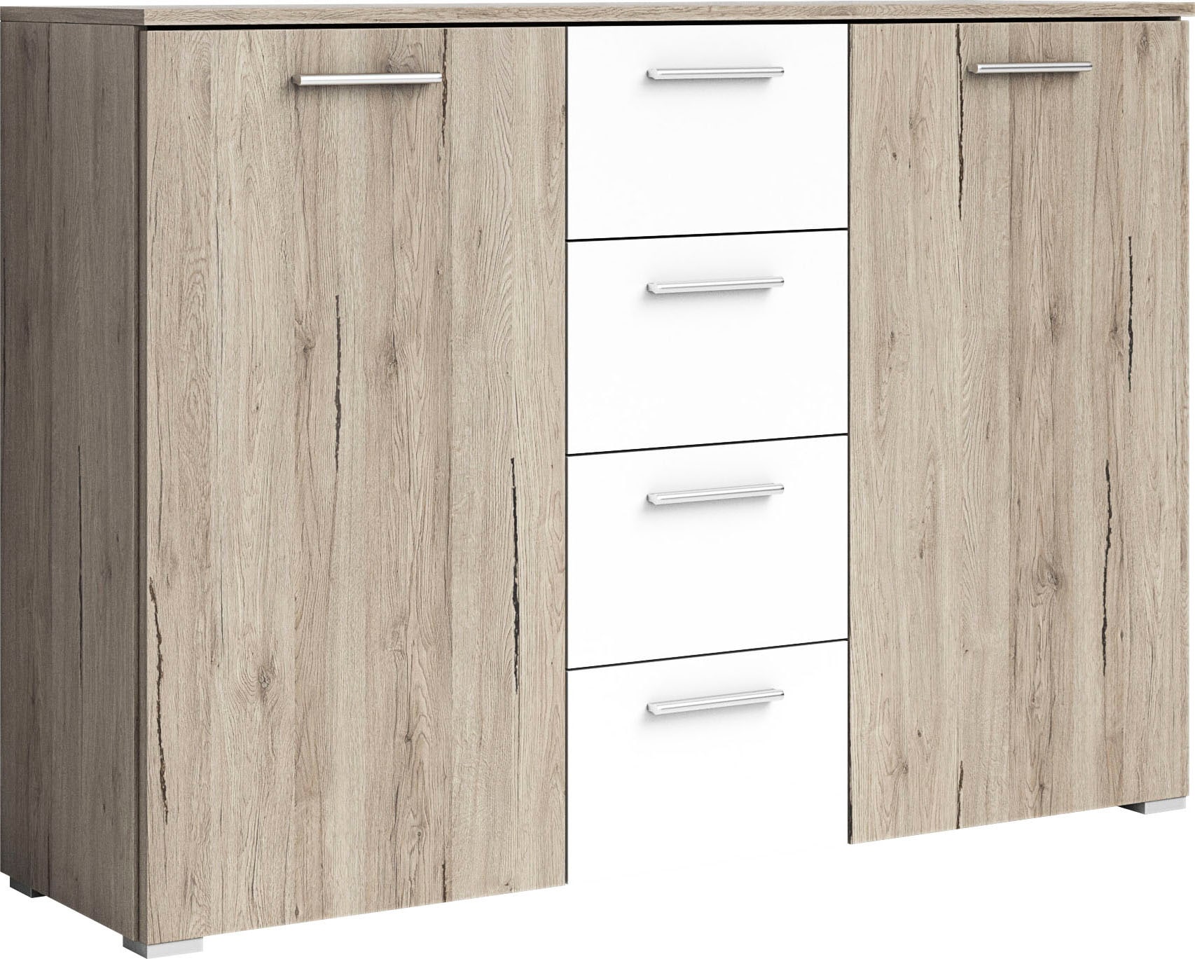 INOSIGN Kombikommode »Beta Breite 132 cm, zeitlose Schubladenkommode, Anrichte«, Sideboard, viel Stauraum, 2-türig 4 Schubladen, 132x38x93cm