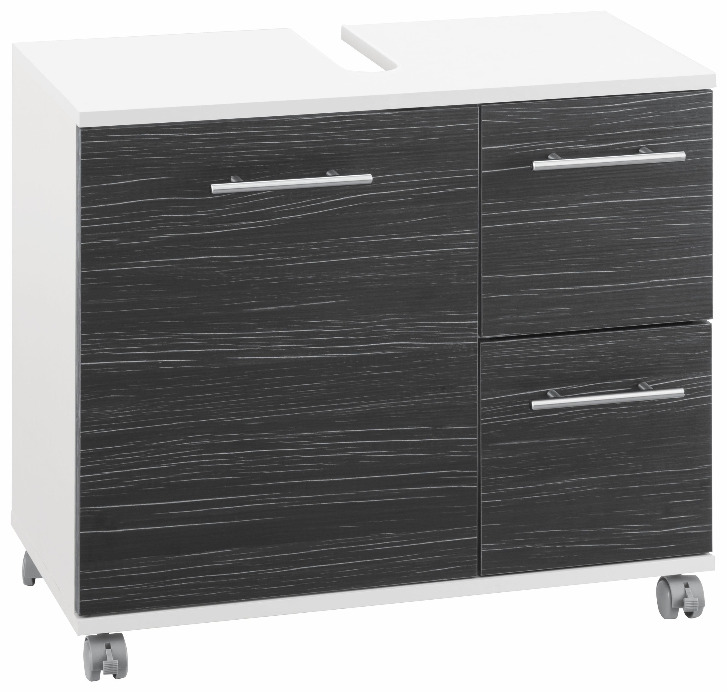 Schildmeyer Waschbeckenunterschrank »Emmi«, Höhe 60 cm, Metallgriffe, auf Rollen