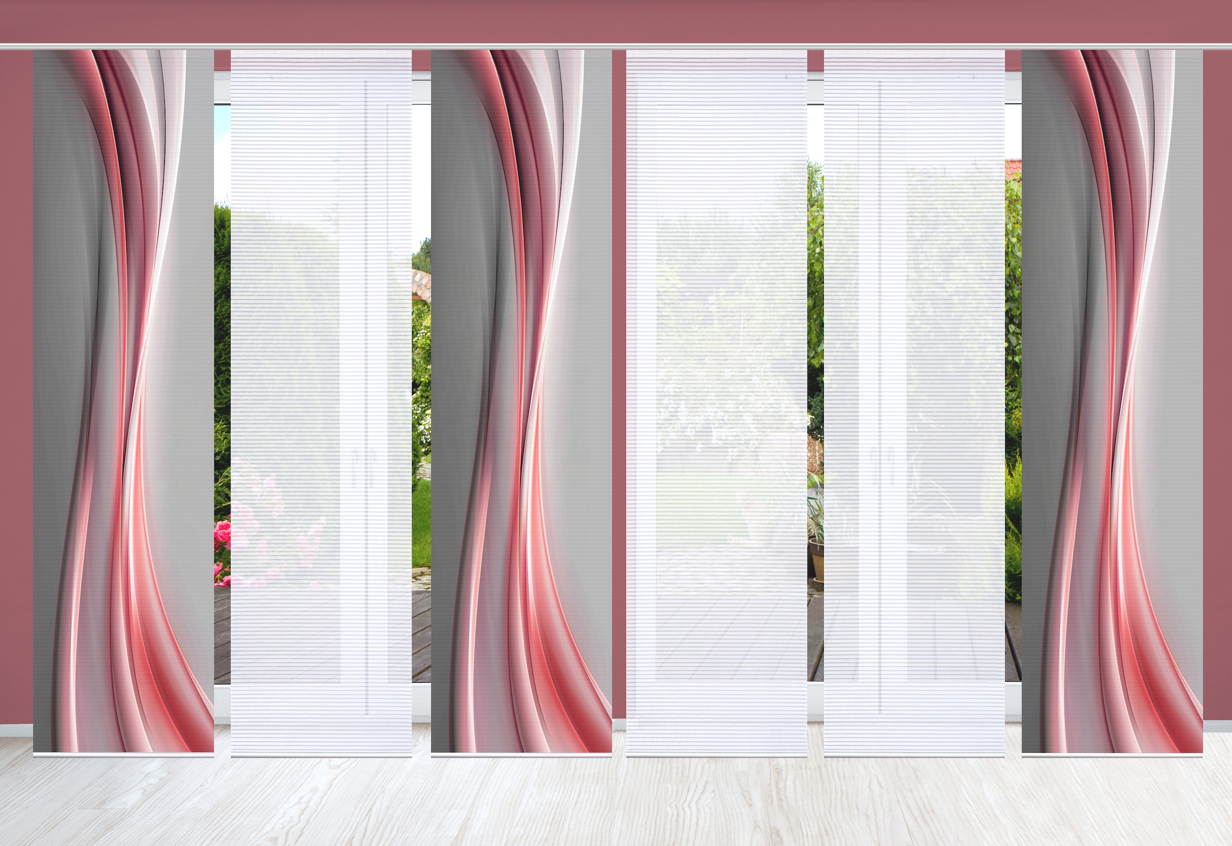 HOME in green Schiebegardine »ELANIA« Paneelwagen 6 Stk. tlg. SET DIGITALDRUCK,BAMBUSOPTIK RECYCELT