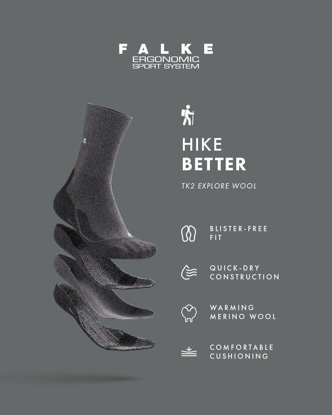 FALKE Socken »TK2 Explore Wool« 1 Paar tlg.