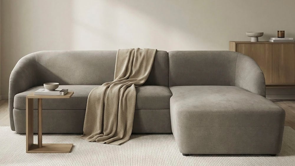DOMO collection Ecksofa »Orbis, modernes, klares Design mit schmalen, abgerundeten Armlehnen« whlw. mit Bettfunktion u./o. Bettkasten, aus Luxus- Microfaser