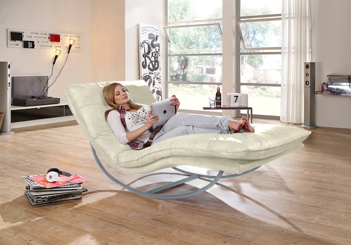 W.SCHILLIG Relaxliege »daily dreams«, in Waffelkissen-Optik, Schaukelgestell silber matt, in 2 Breiten