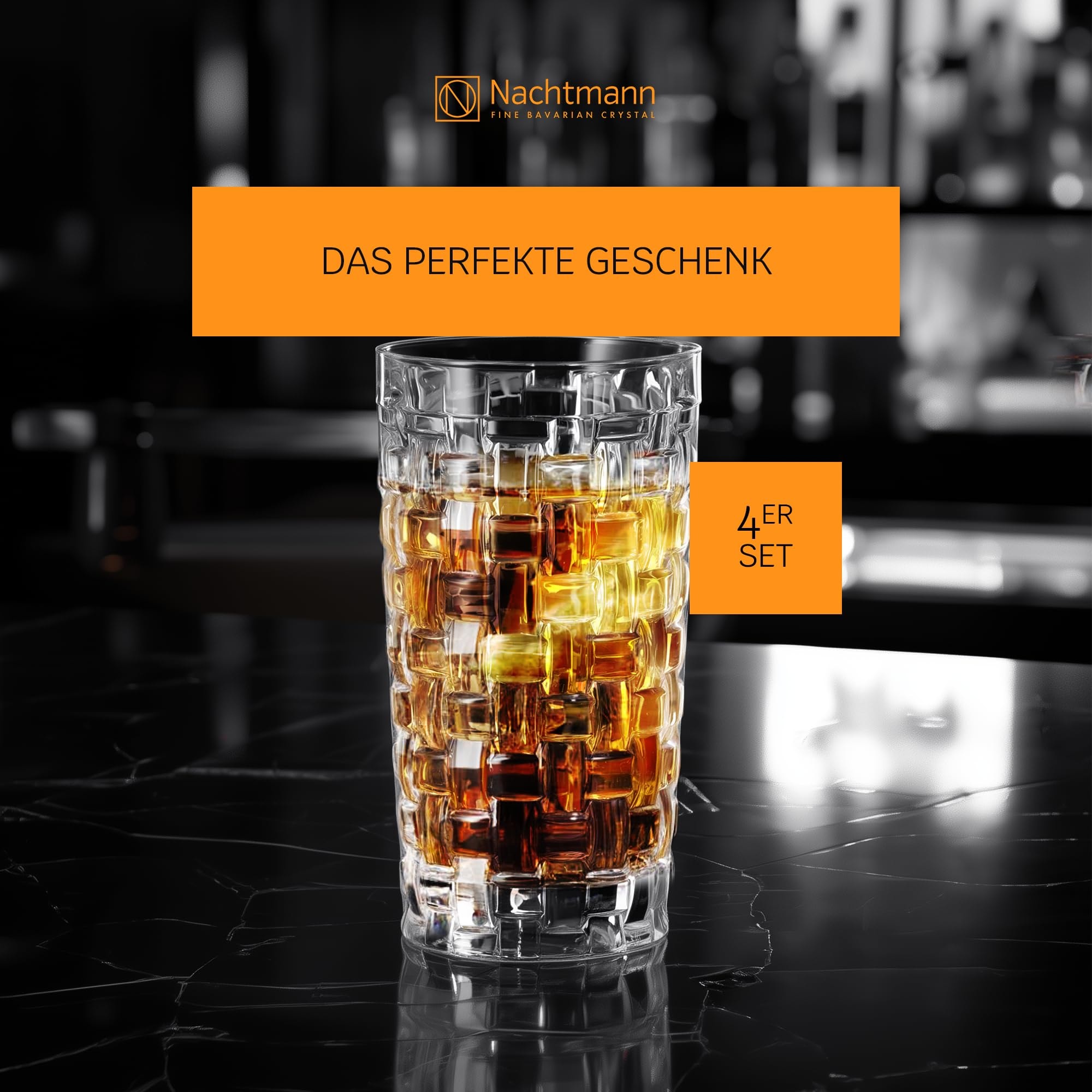 Nachtmann Longdrinkglas »Longdrinkgläser Bossa Nova 395 ml 4er Set transparent« Erhöhte Bruchfestigkeit, Kristallglas, spülmaschinenfest