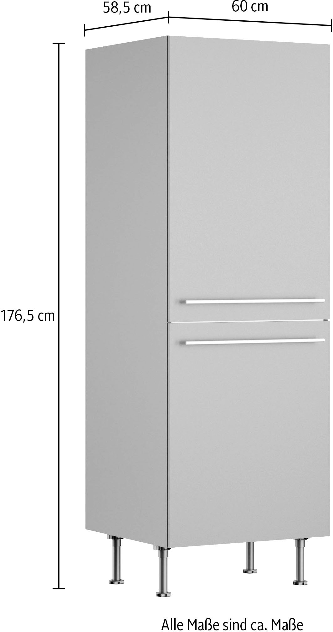 KOCHSTATION Kühlumbauschrank »KS-Bern2«, Breite 60 cm, Höhe 176,6 cm, 2 Türen (Höhe 89,2/70 cm), 1 Einlegeboden