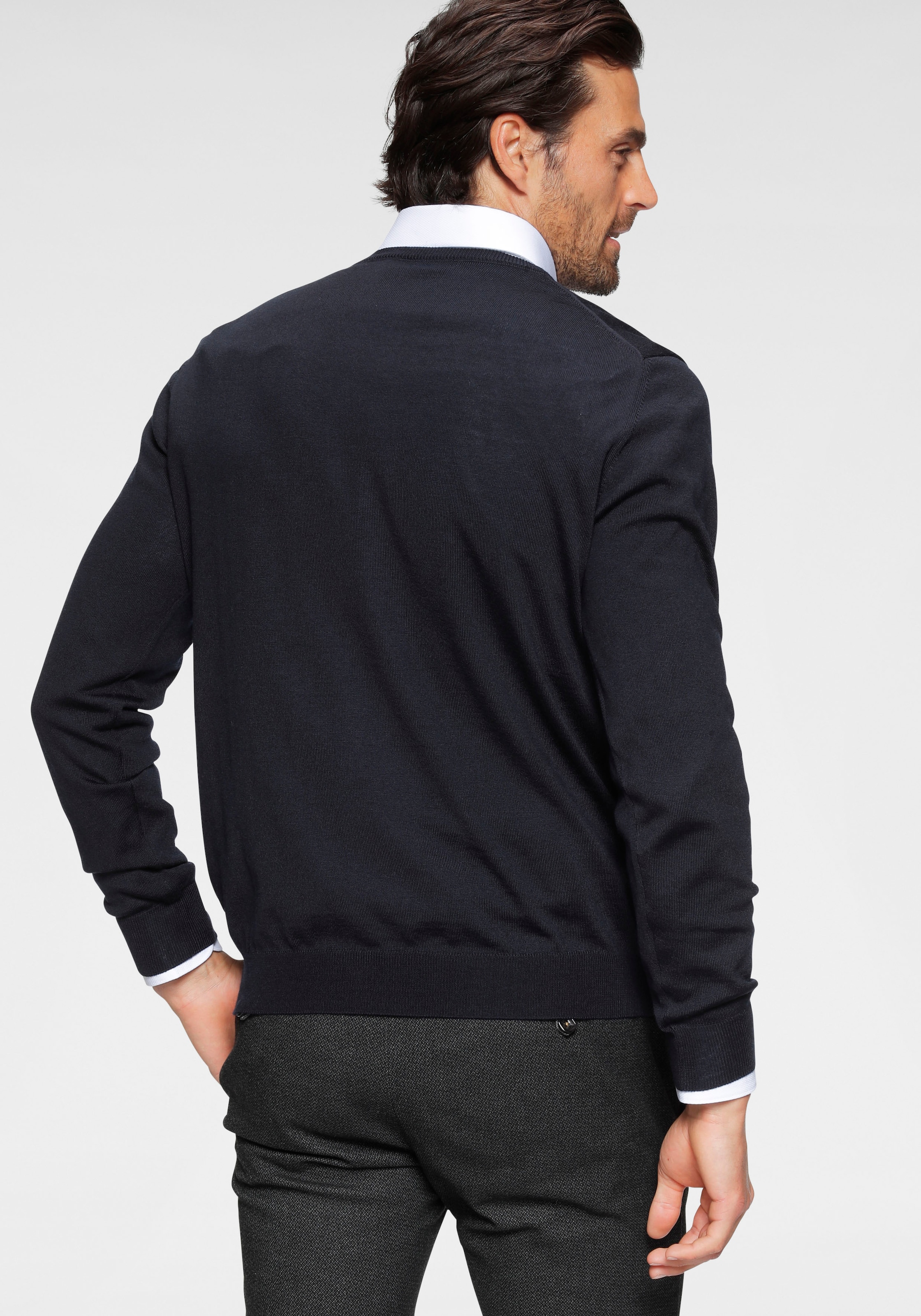 OLYMP Rundhalspullover »OLYMP Strick Casual«, moderner Strickpullover