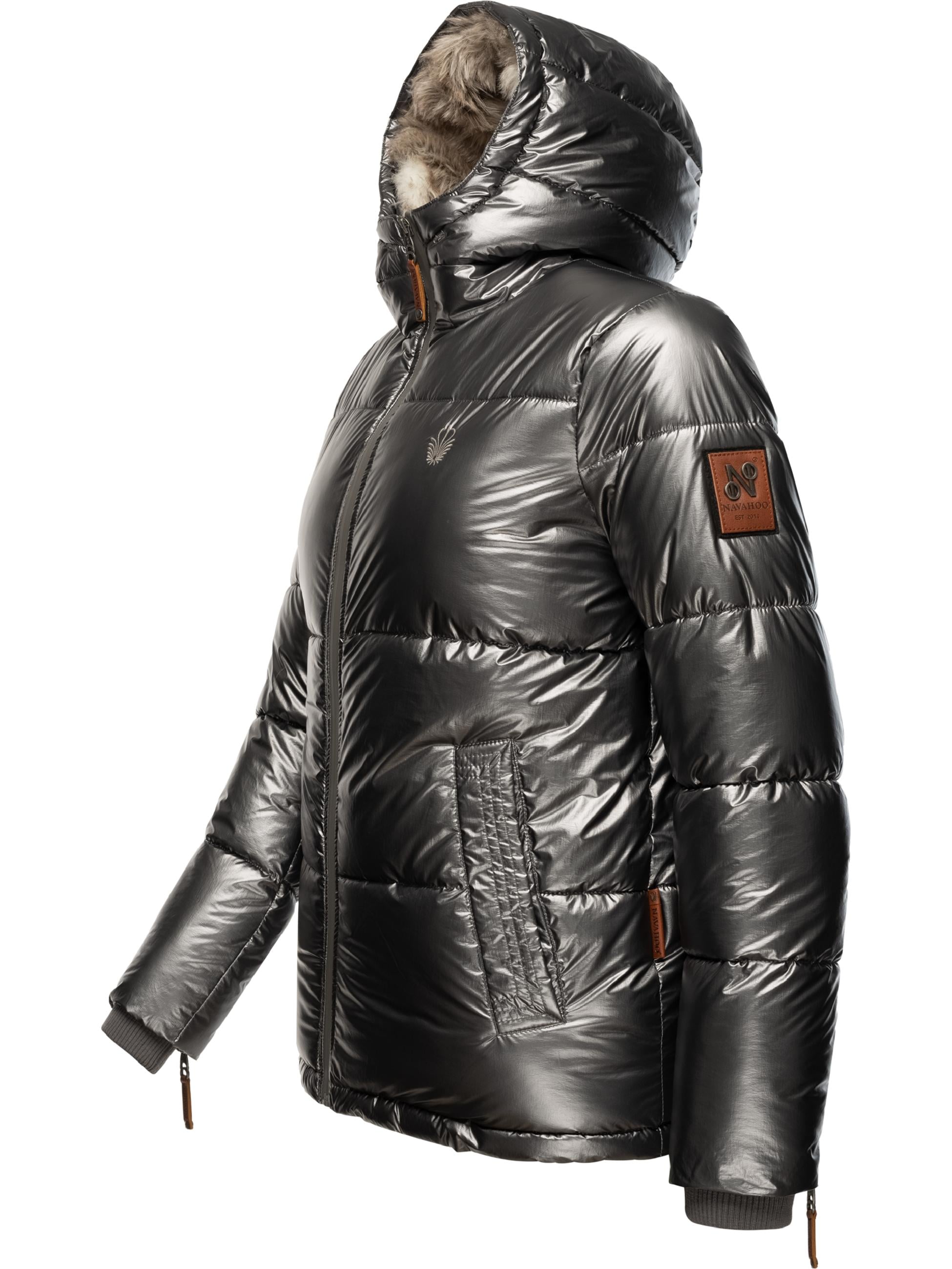 Navahoo Winterjacke »Winterjacke Tikunaa«, mit Kapuze, warm gefütterte Damen Steppjacke mit Kunstfellkapuze