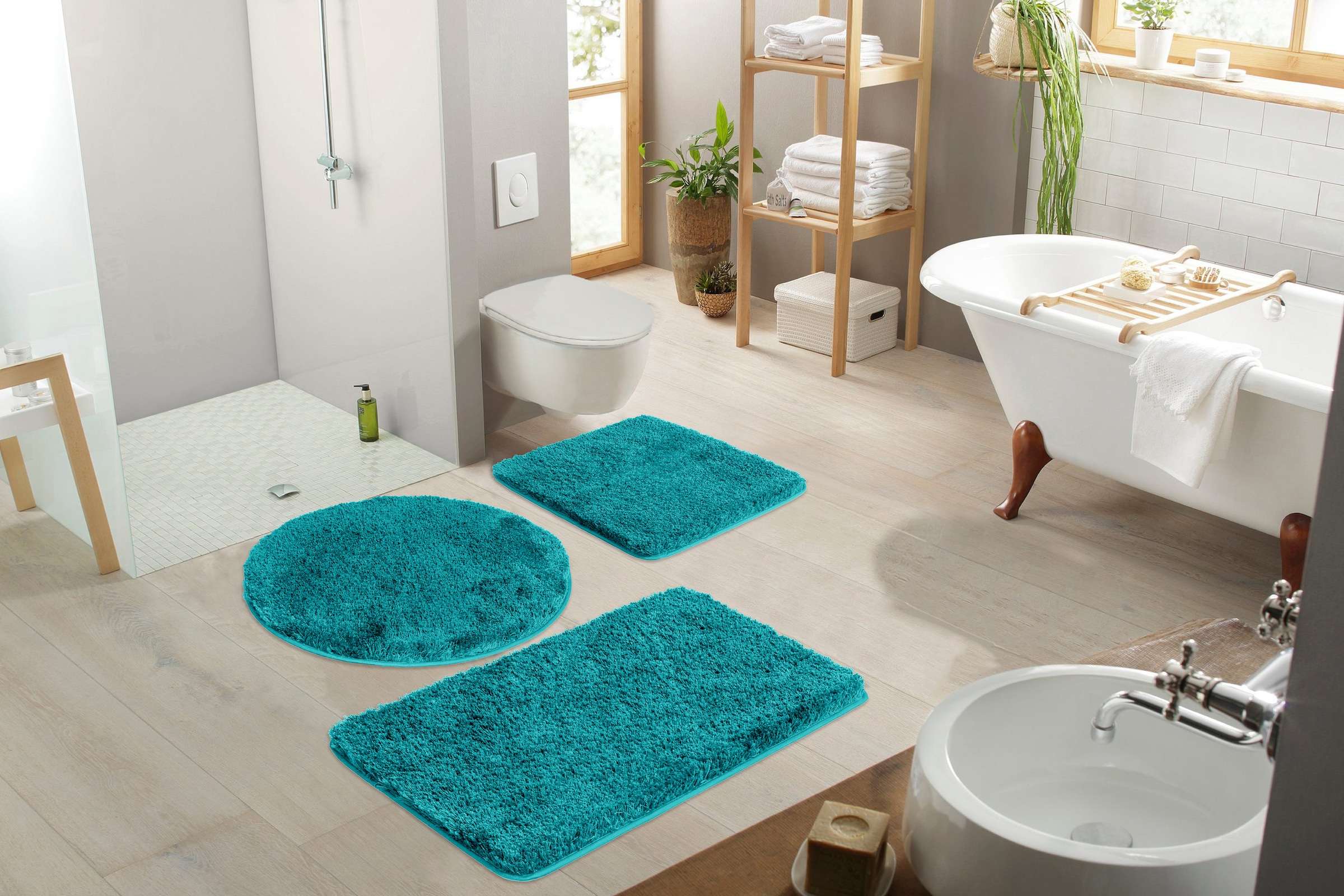 Möve Badematte »Superwuschel, Badvorleger, Badezimmer Teppich« Höhe 40 mm rutschhemmend beschichtet fußbodenheizungsgeeignet | schnell trocknend | strapazierfähig Mikrofaser-Badematte, Badteppich, rechteckig, rund & als 3-tlg. Set