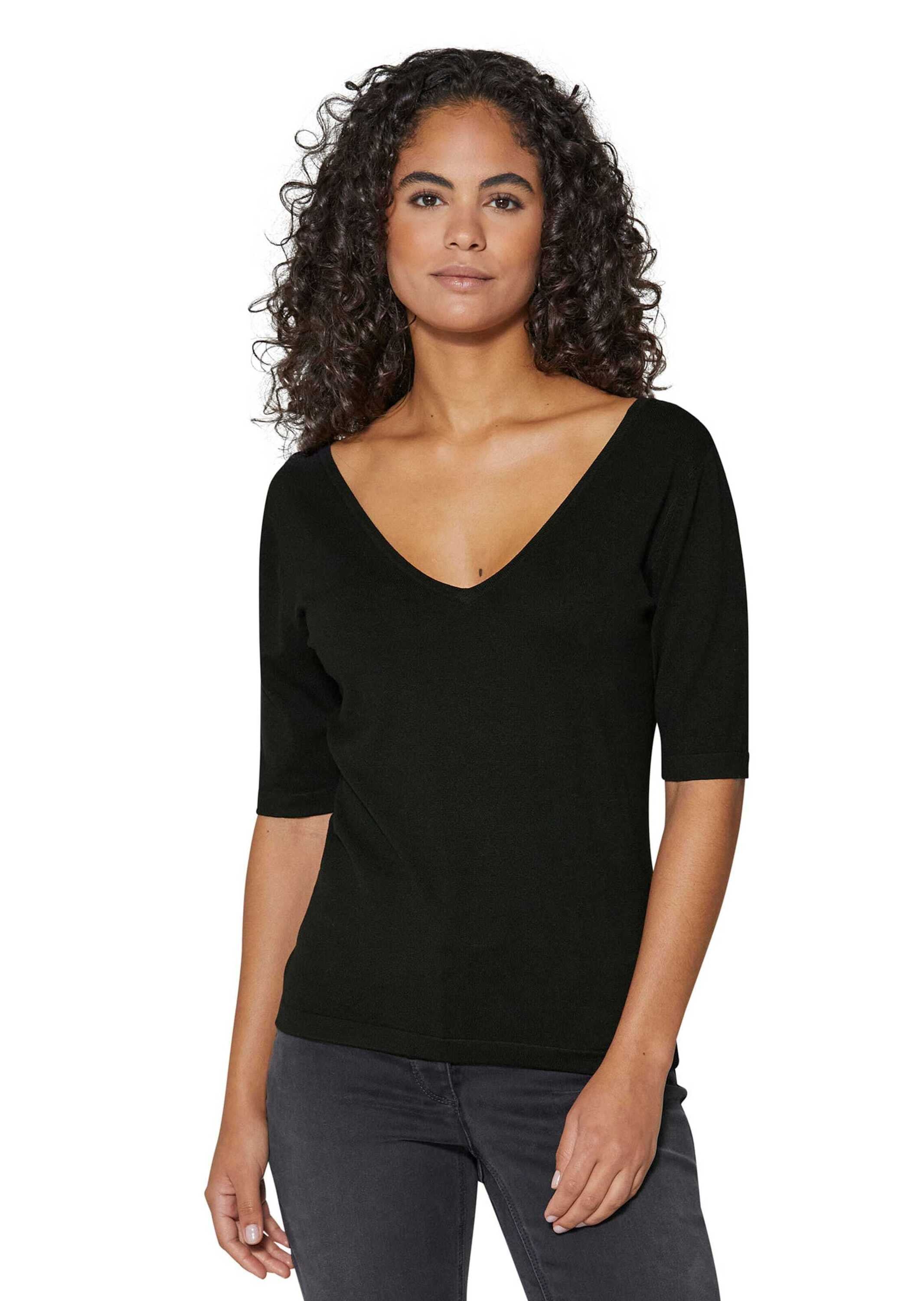 MADELEINE Longpullover »Pullover Halbarm-Pullover mit V-Ausschnitt«