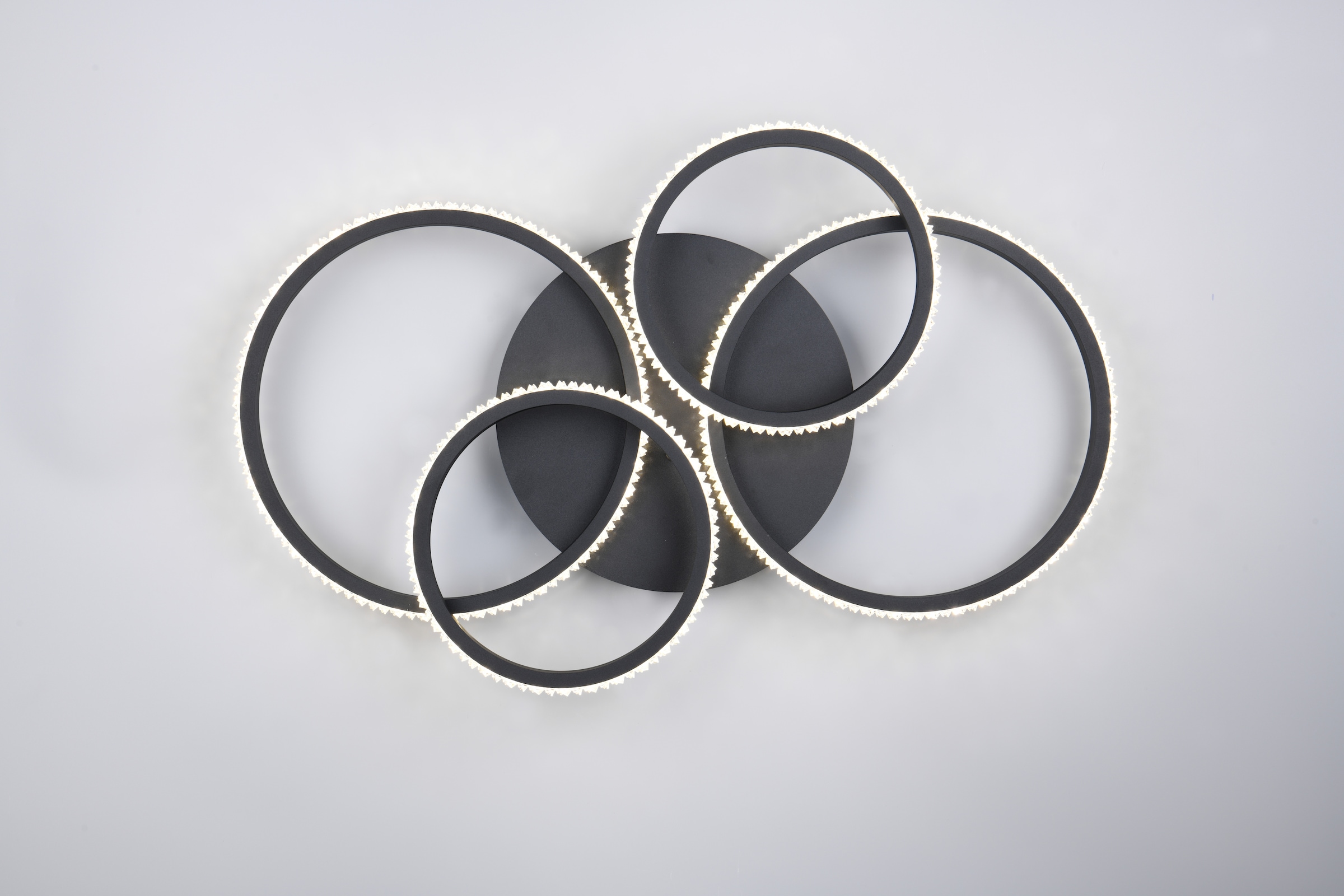 REALITY Leuchten LED Deckenleuchte »CIRES, LED Deckenlampe mit 4 schwenkbaren LED-Ringen, kaltweiß 4000K« LED-Board 1 Stk. Kaltweiß 3400 Lumen 27W, in 3 Stufen dimmbar mit Acryl Kristallen verzierte LED