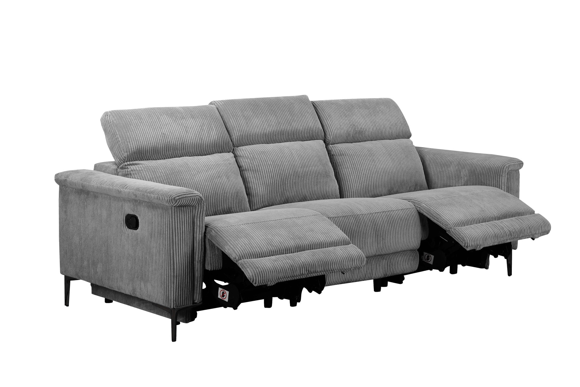 Home affaire 3-Sitzer »Lund Cord, mit manueller o. elektrischer Relaxfunktion in 2 Sitzen,«, USB-C, Kopfteilverstellung, Breite 222 cm
