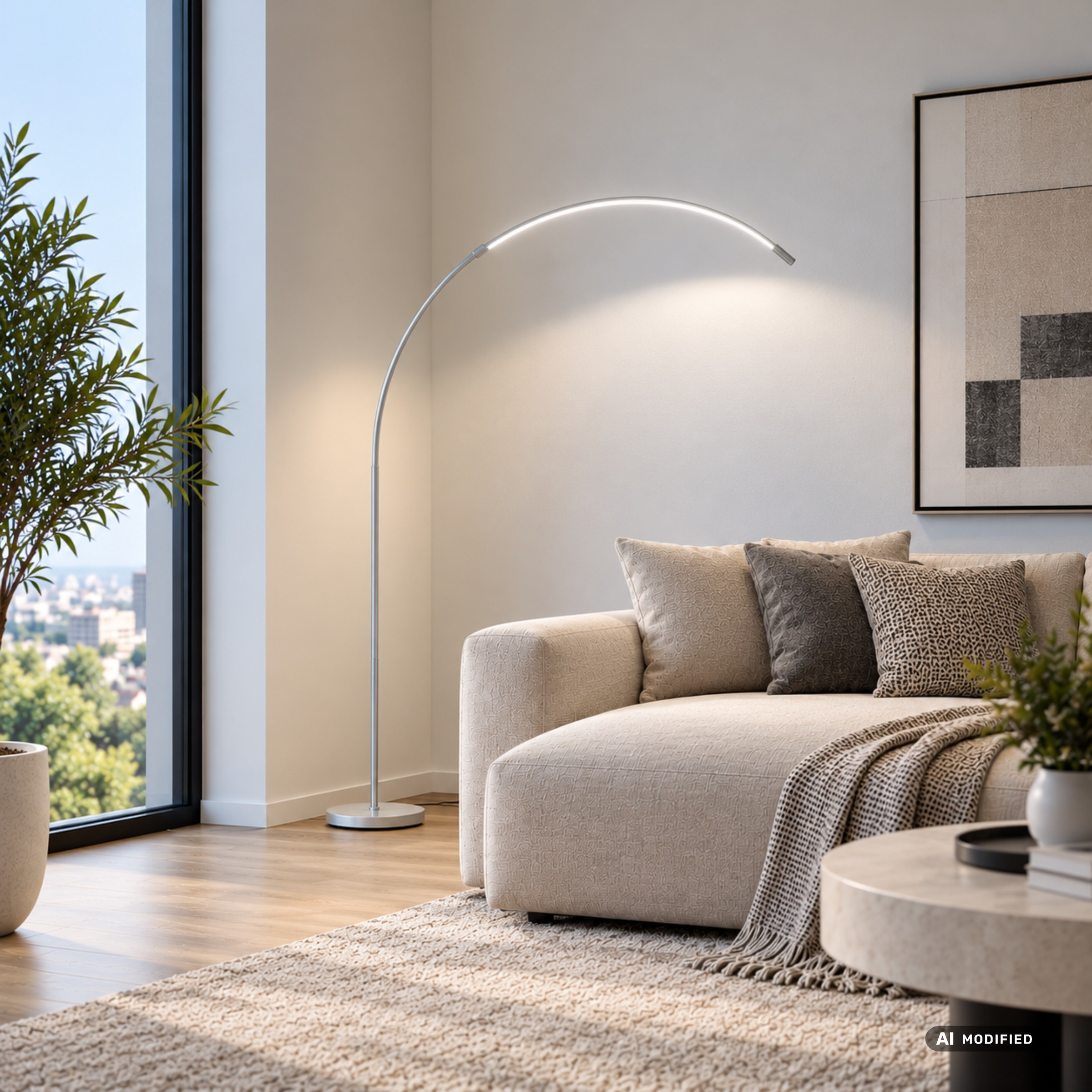 OTTO home Bogenlampe »Irria, Stehlampe mit CCT - warmweiß bis kaltweiß« LED-Modul 1 Stk. warmweiß - kaltweiß 179 cm, dimmbar, Wohnzimmer, Schlafzimmer, Stehleuchte, Bogenleuchte