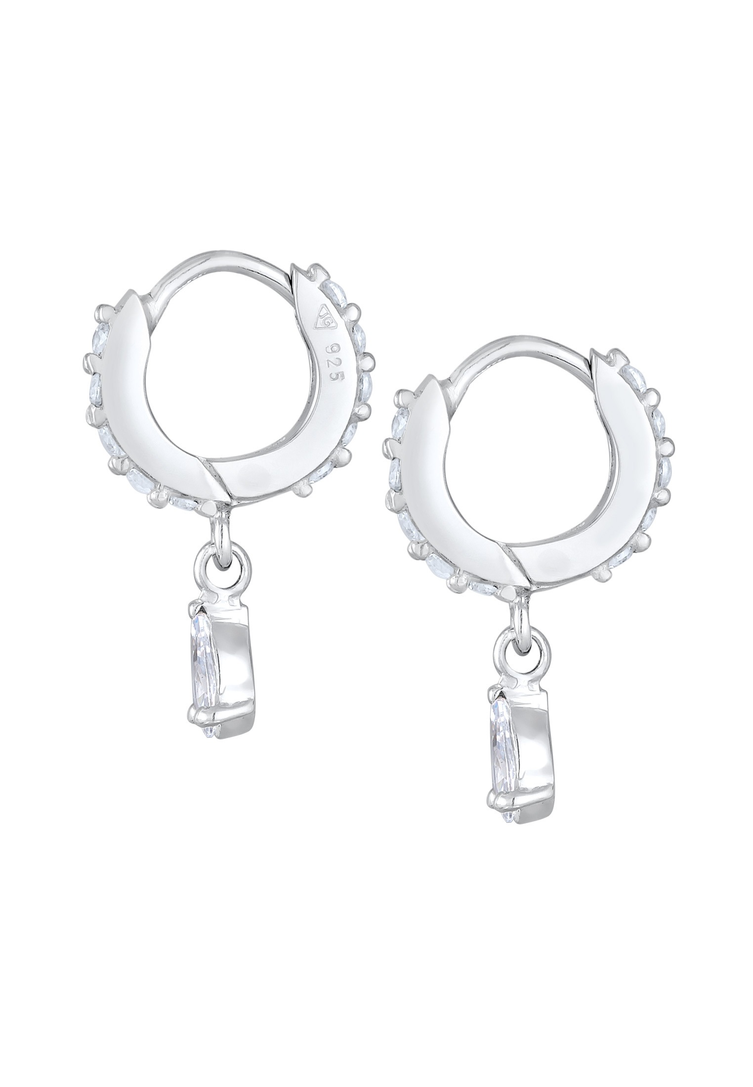 Elli Paar Creolen »Ohrringe Creolen Zirkonia Tropfen Elegant 925 Silber«