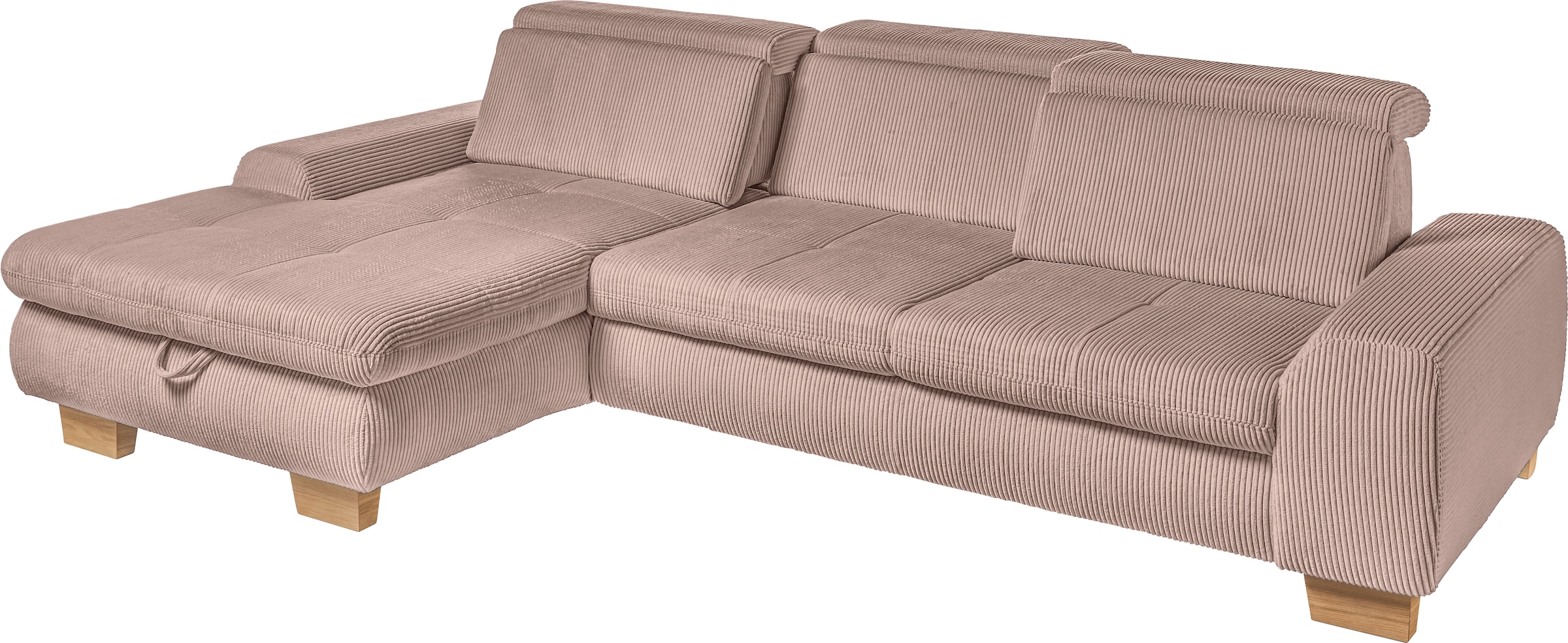 set one by Musterring Ecksofa whlw. mit Funktion, Kaltschaum, in Cord, rose, Sitzhöhe 49