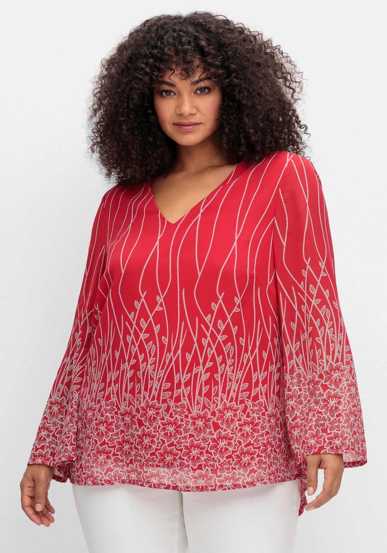 Sheego Tunika »Tunika aus Chiffon, mit blickdichtem Untershirt«