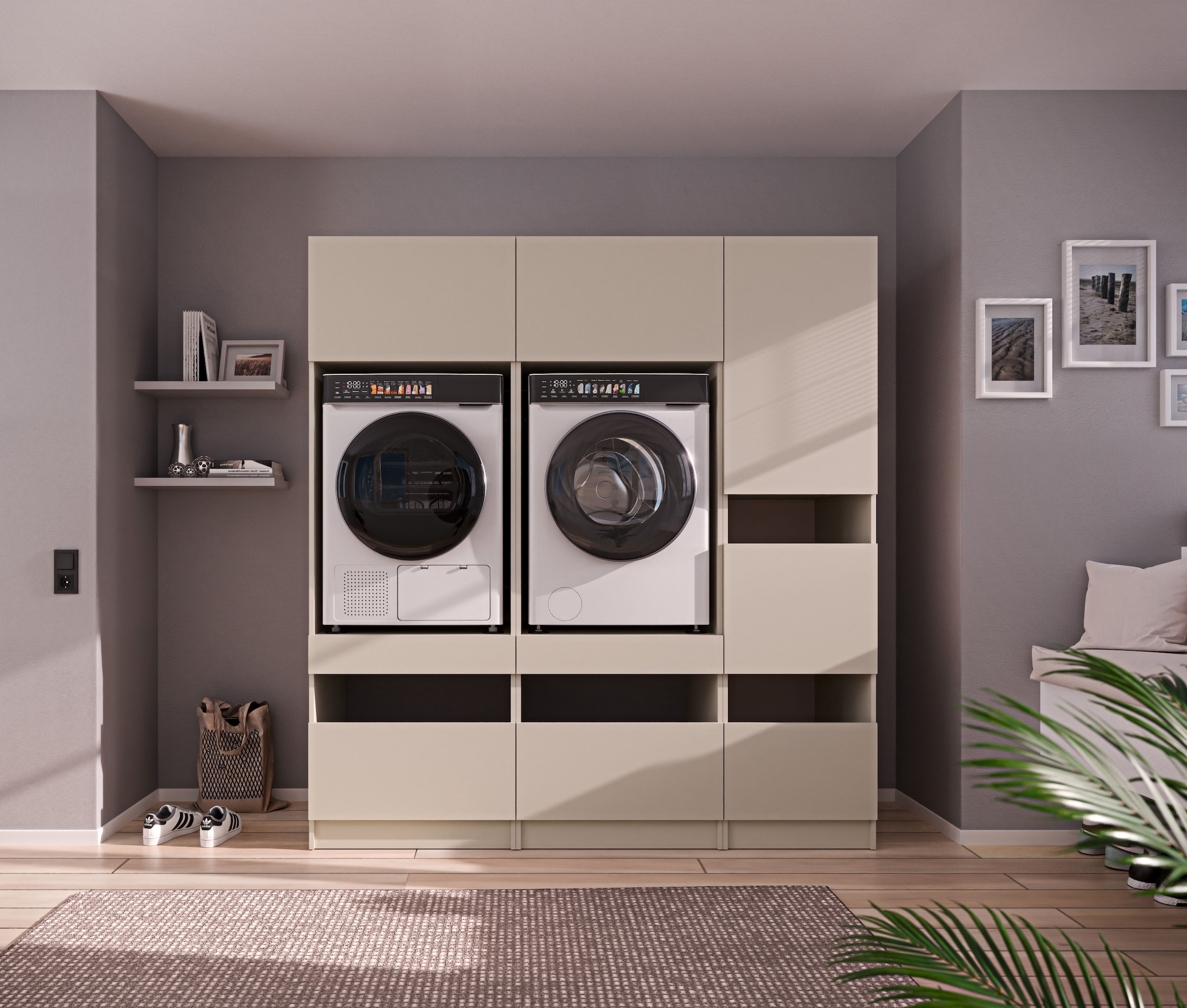 BASIC by Balculina Mehrzweckschrank-Set »Washhome B/T/H 186x68x200 cm« 3 Stk. tlg.