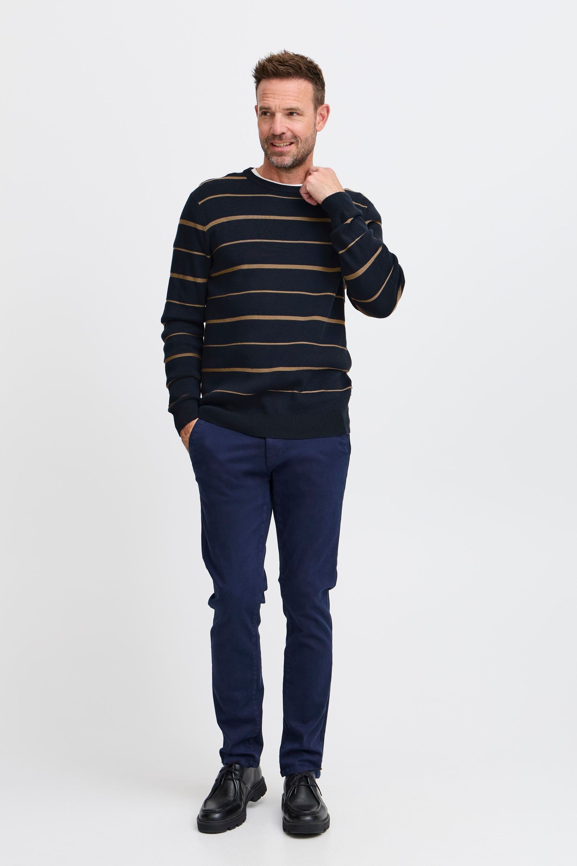 FQ1924 Strickfleece-Pullover »Strickpullover FQKYLE reversed strip crewneck neck«