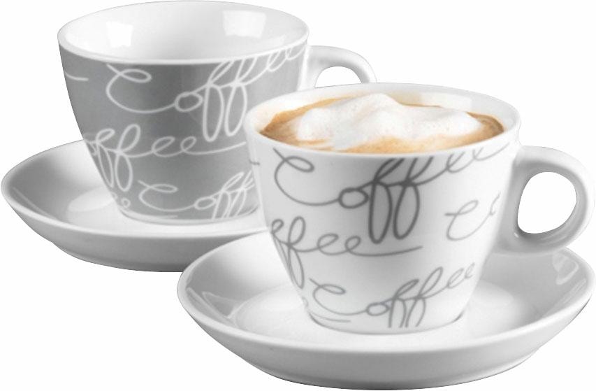 Cappuccinotasse »Cornello Grey«, (Set, 4 tlg.), 2 Tassen, 2 Untertassen