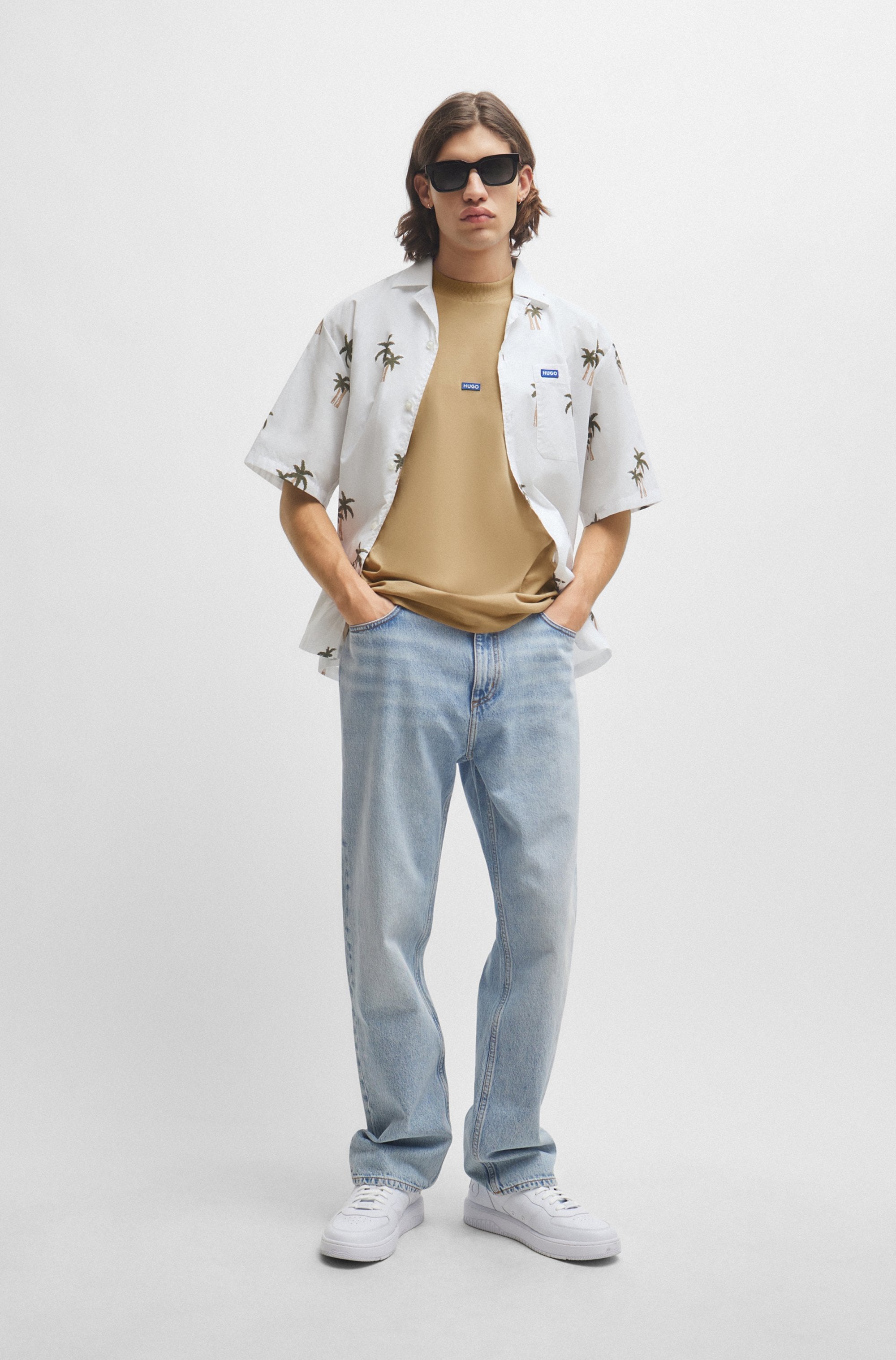 HUGO Blue T-Shirt »Nieros«, mit Logo-Patch
