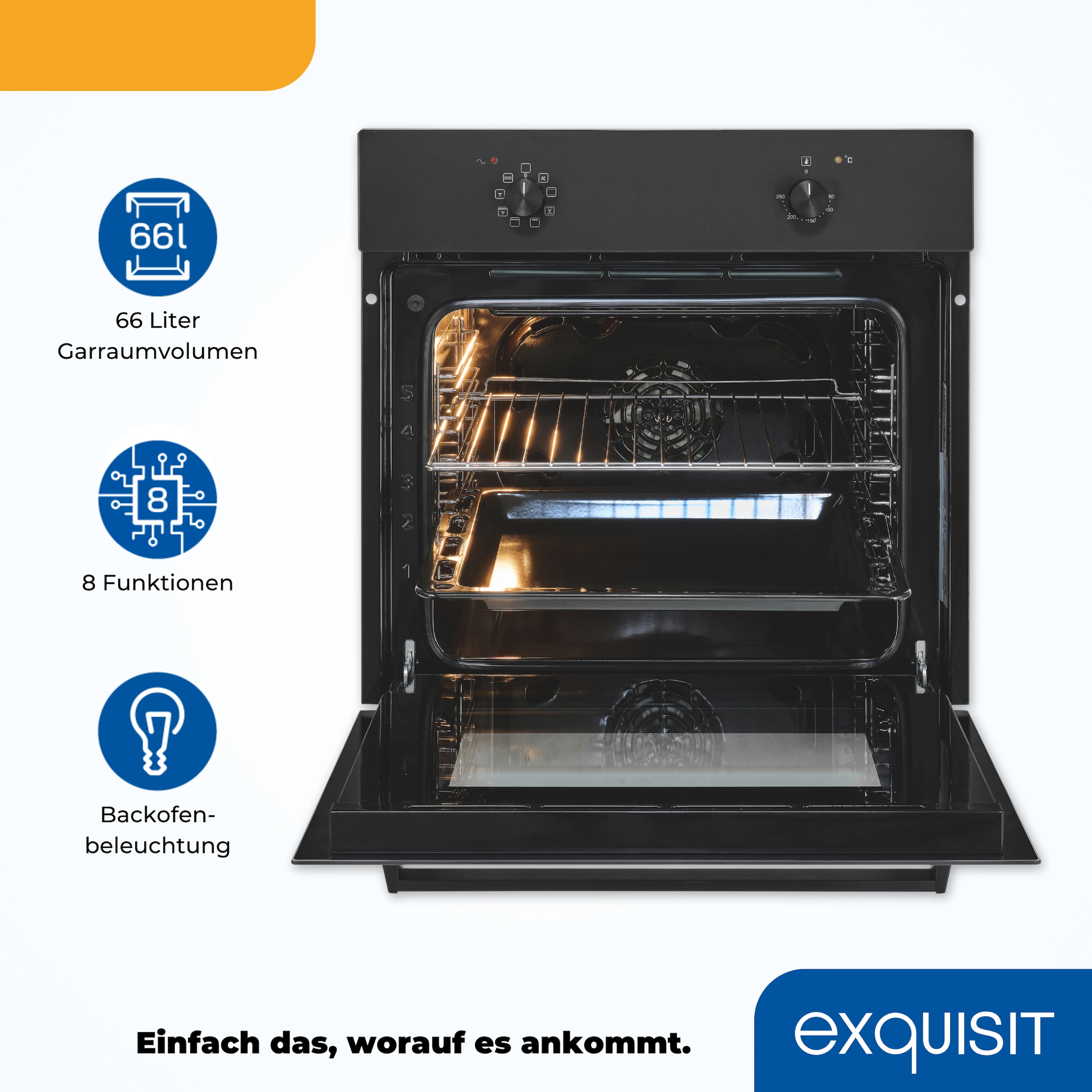 exquisit Einbaubackofen »EBE367-U-120 mattschwarz« Perfekt für den Alltag – einfach backen, grillen &  Aufläufe genießen!