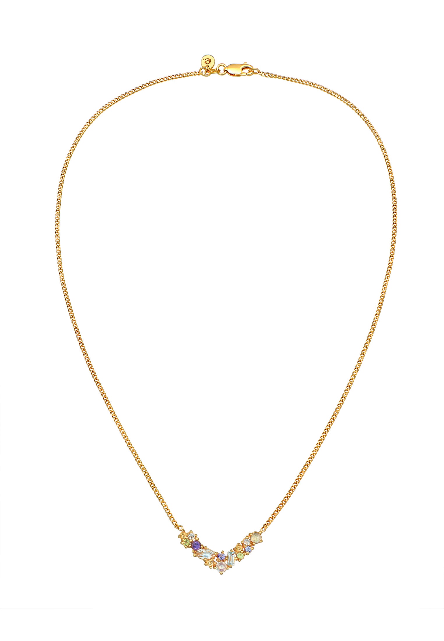 Elli Premium Kette mit Anhänger »Halskette Pastell Edelstein Glamour 925 Silber«