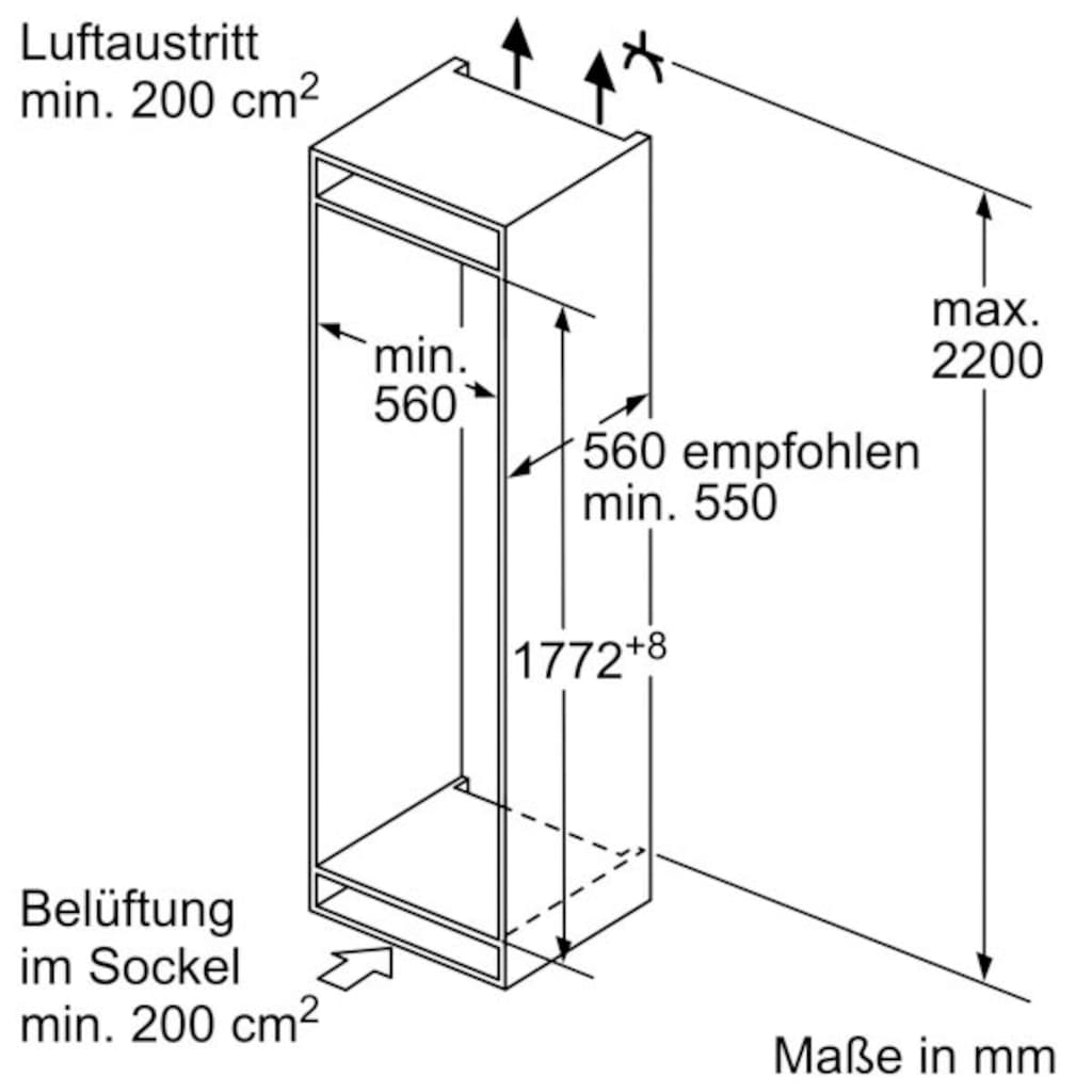 NEFF Einbaukühlgefrierkombination »KI7862FE0«, KI7862FE0, 177,2 cm hoch, 54,1 cm breit