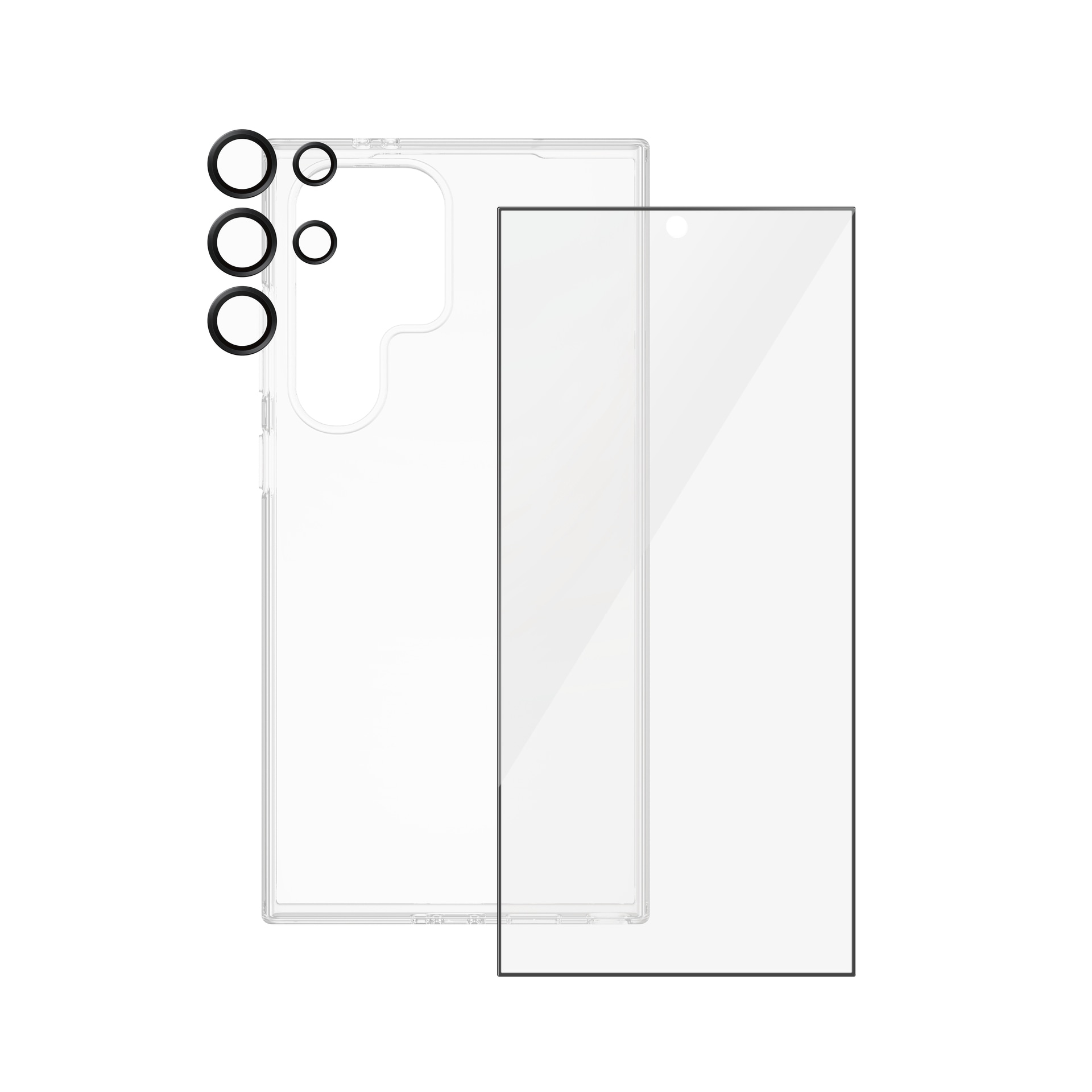 SAFE by PanzerGlass Displayschutzglas »3-in-1 Bundle Set Screen Protector, Case und Camera Lens Protector«, für Samsung Galaxy S24 Ultra, Displayschutzfolie, Backcover, Lens Cover, Rundumschutz