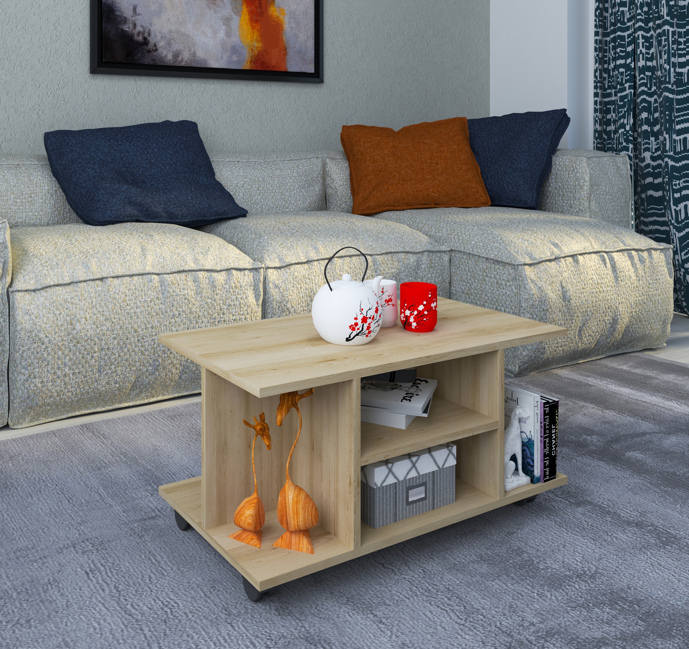 VCM Beistelltisch »Holz Sofatisch Couchtisch Rollen Findula«