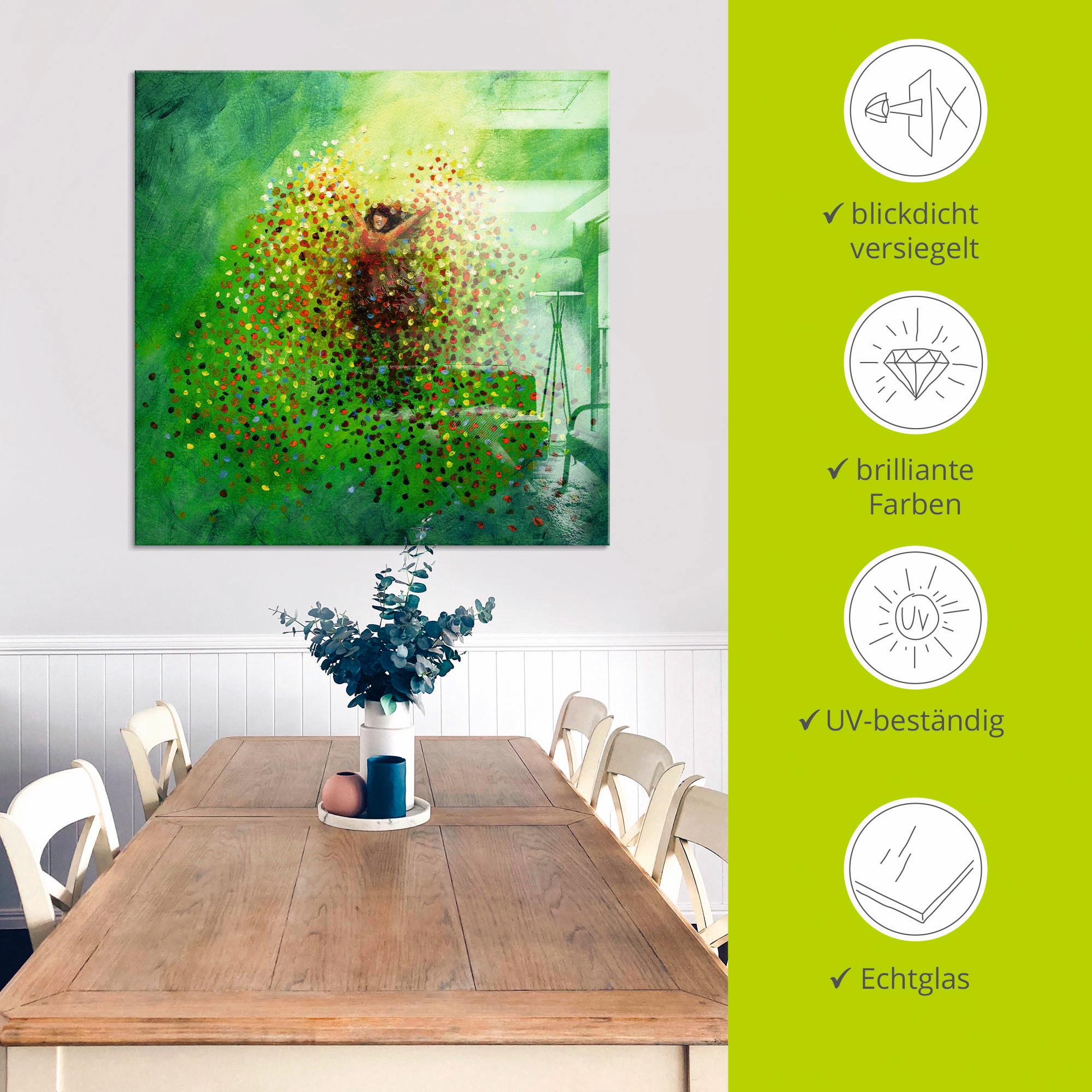 Artland Glasbild »Sich selbst feiern«, Frau, (1 St.), in verschiedenen Größen