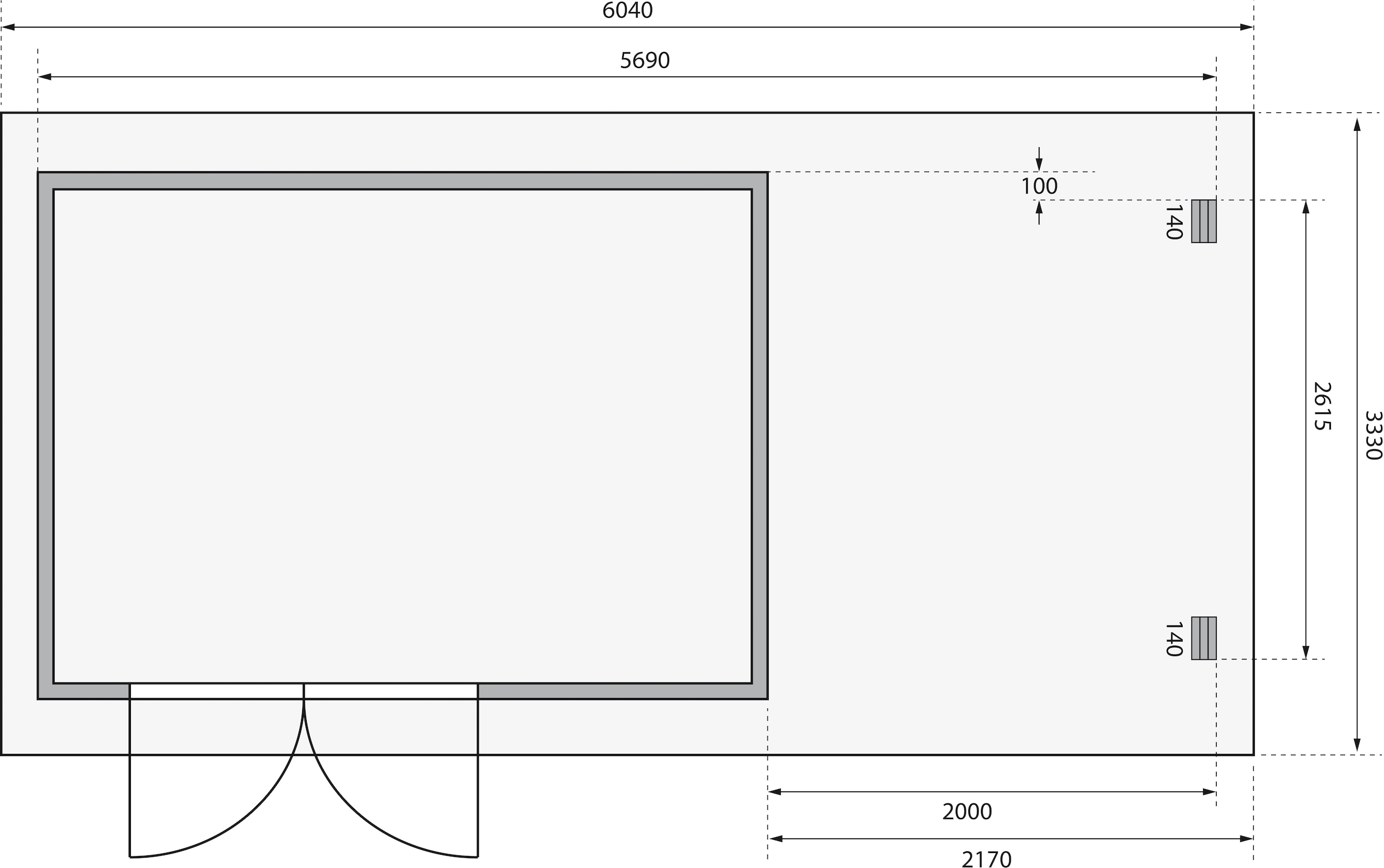 Karibu Gartenhaus »Schloßsee 8« mit Anbaudach