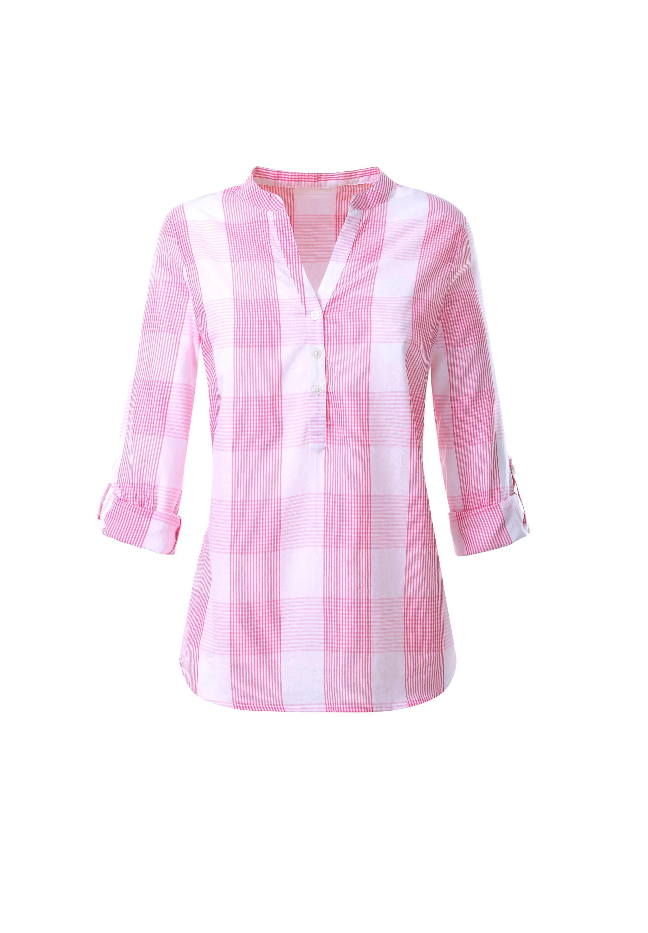Witt Shirtbluse »Bluse Baumwollbluse mit Stehkragen, kariert«