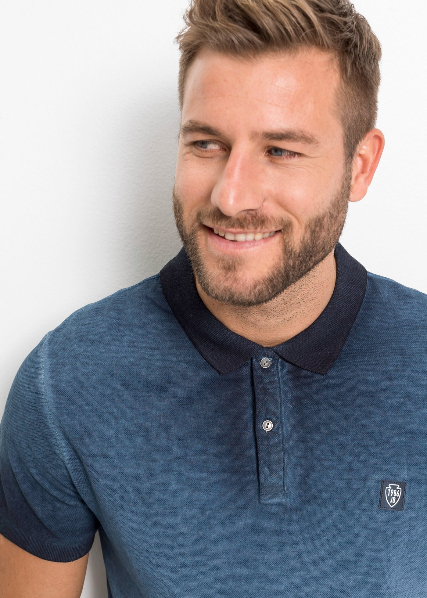 bonprix Poloshirt Kurzarm, Polokragen, ausgewaschene Optik, aus Baumwolle