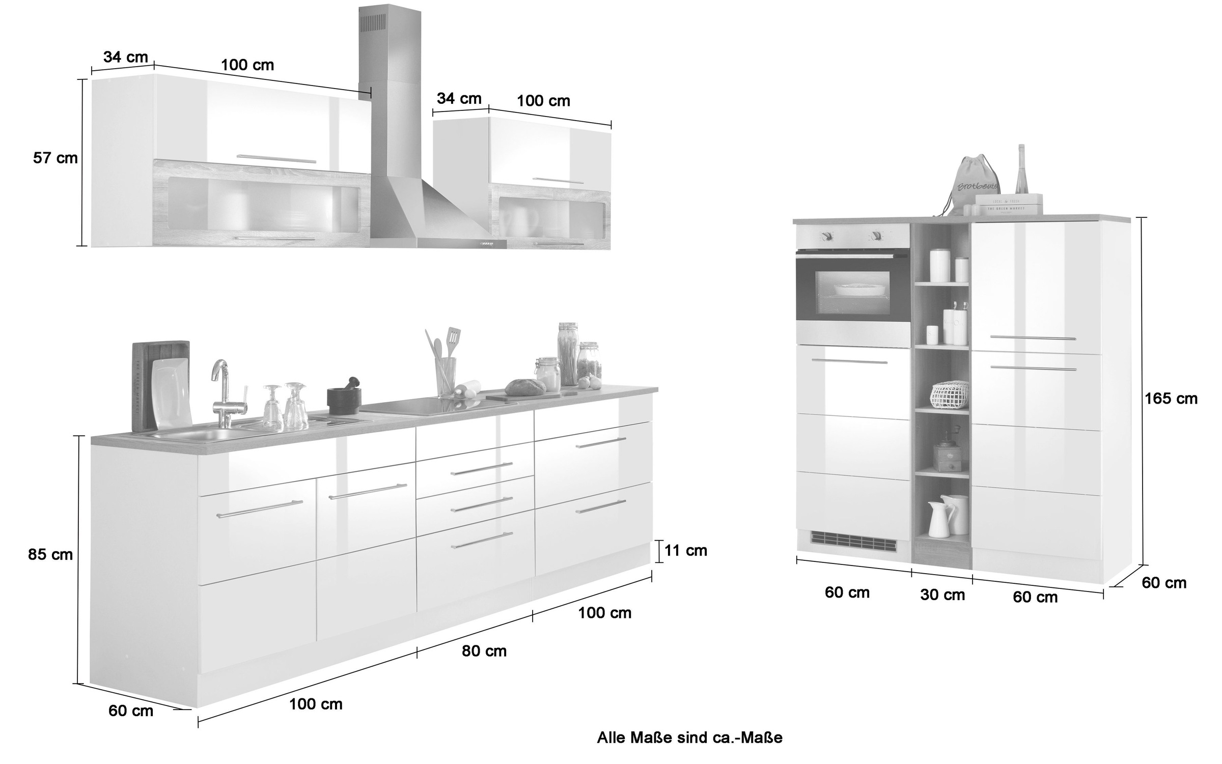 HELD MÖBEL Küchenzeile »Wien«, Breite 430 cm, wahlweise mit E-Geräten und  Induktion kaufen im OTTO Online Shop