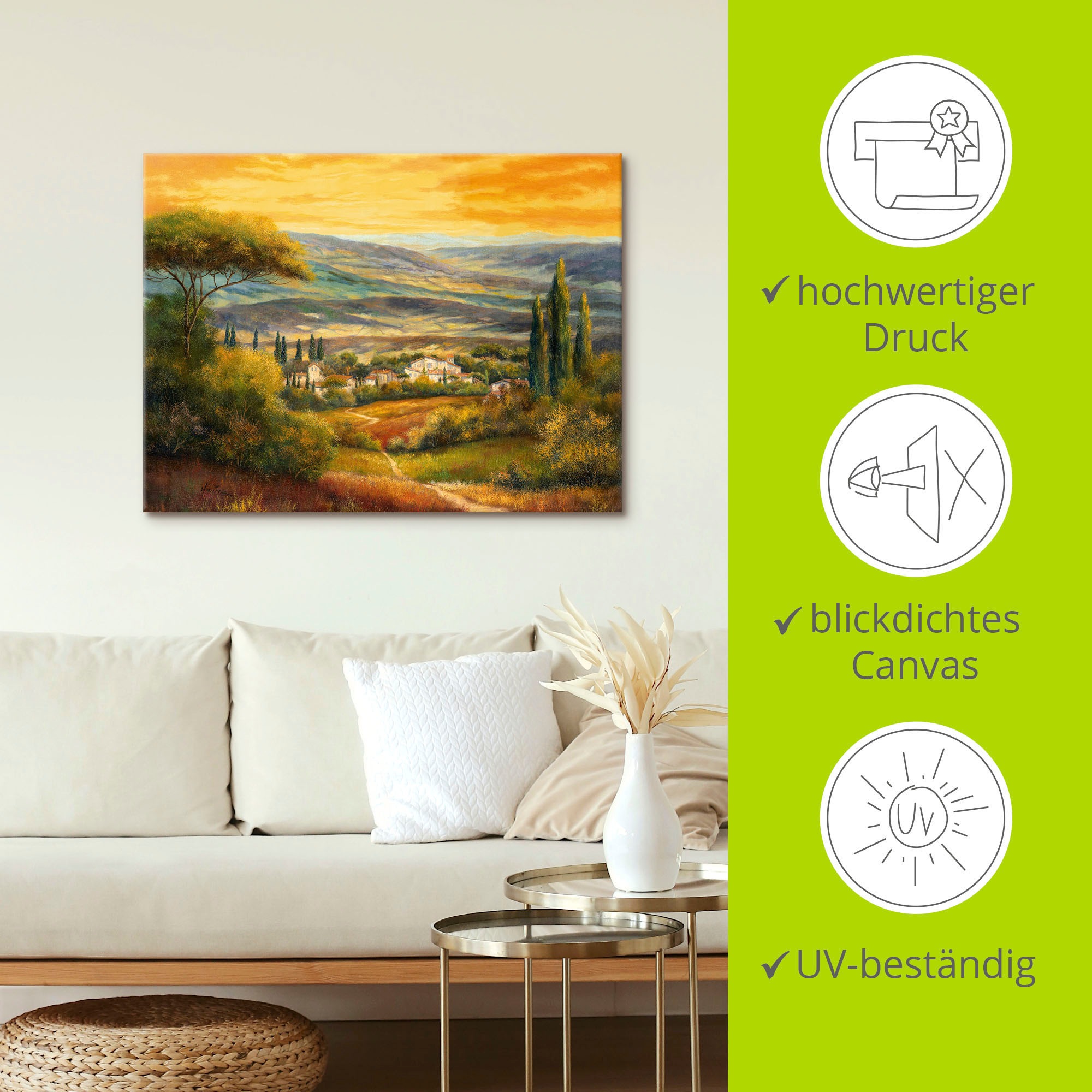 Artland Wandbild »Toskanatal«, Europa, (1 St.), als Leinwandbild, Poster, Wandaufkleber in verschied. Größen