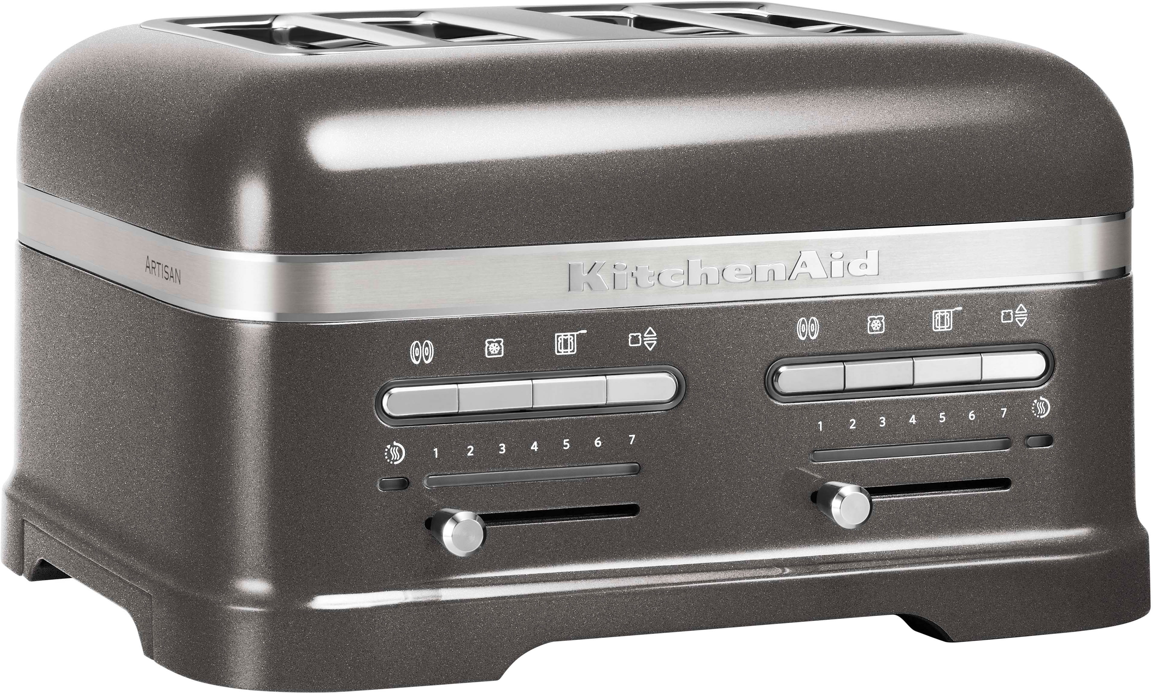 Kitchenaid Toaster »Artisan 5KMT4205EMS MEDALLION-SILBER« 4 kurze Schlitze für 4 Scheiben 2500 W mit Sandwichzange in silberfarben