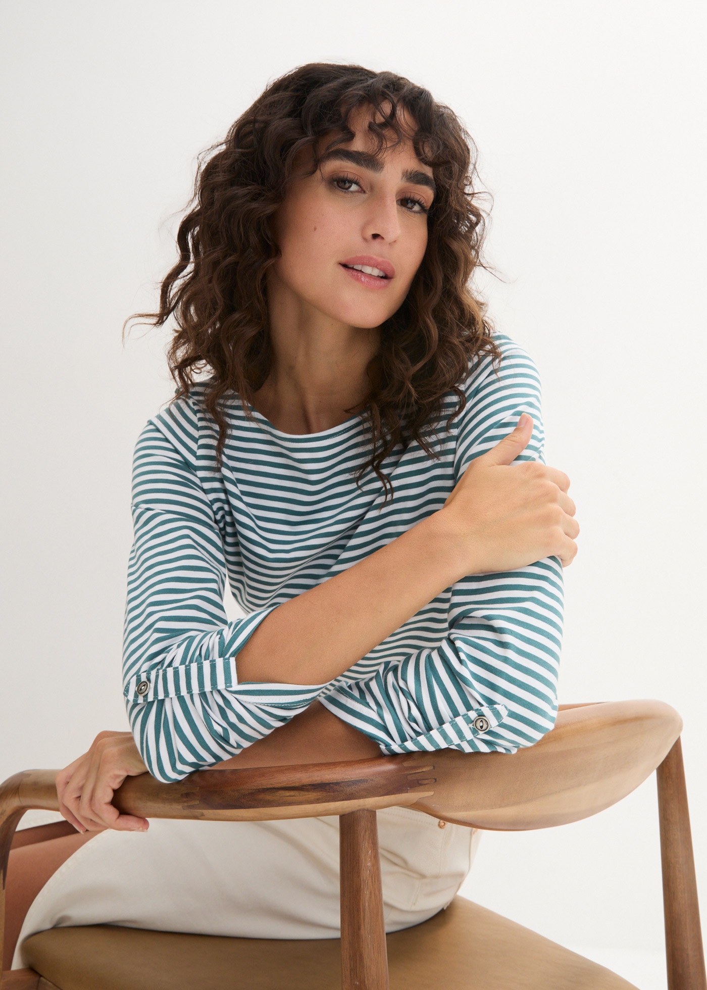 bonprix Langarmshirt »Langarmshirt aus reiner Baumwolle« Langarmshirt aus reiner Baumwolle