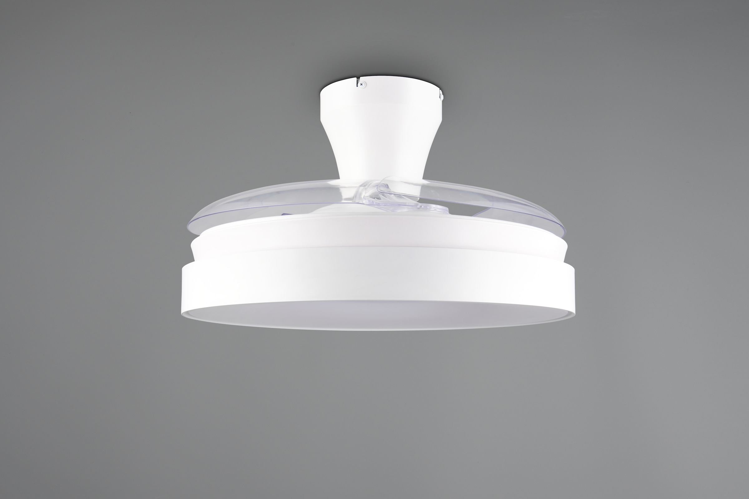 REALITY Leuchten LED Deckenleuchte »VANSBRO mit Ventilator, Deckenventilator mit ausklappbaren Flügeln 30W« LED-Board 1 Stk. Farbwechsler | warmweiß - kaltweiß Ø 49-106 cm (aufgeklappt), 6 Stufen, LED 32W CCT dimmbar Timer Fernb.